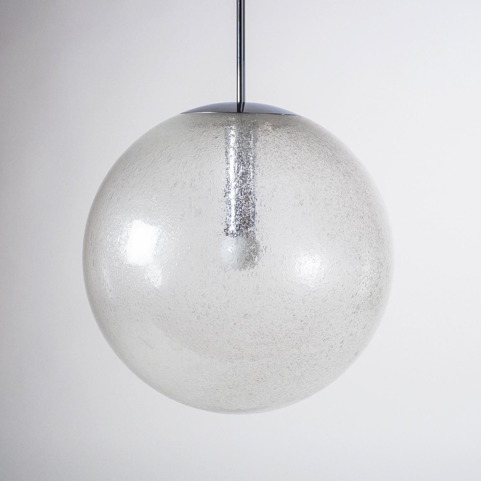 Very Large Bubble Glass Globe Pendant by Peill & Putzler, 1970s For Sale 1