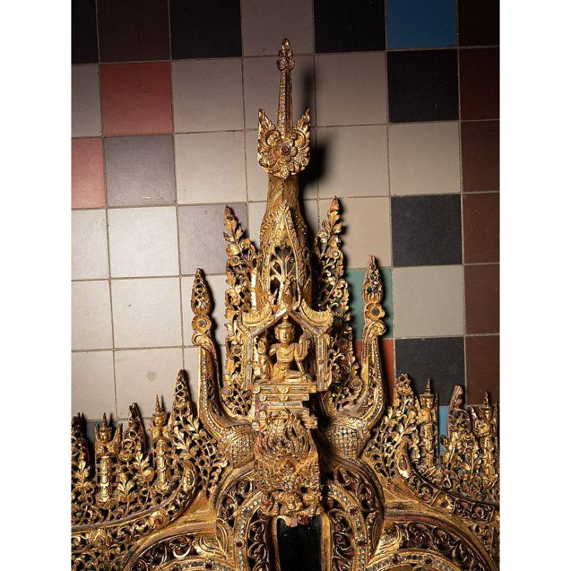 19th Century Very Large Burmese Wooden Temple Panel from Burma For Sale