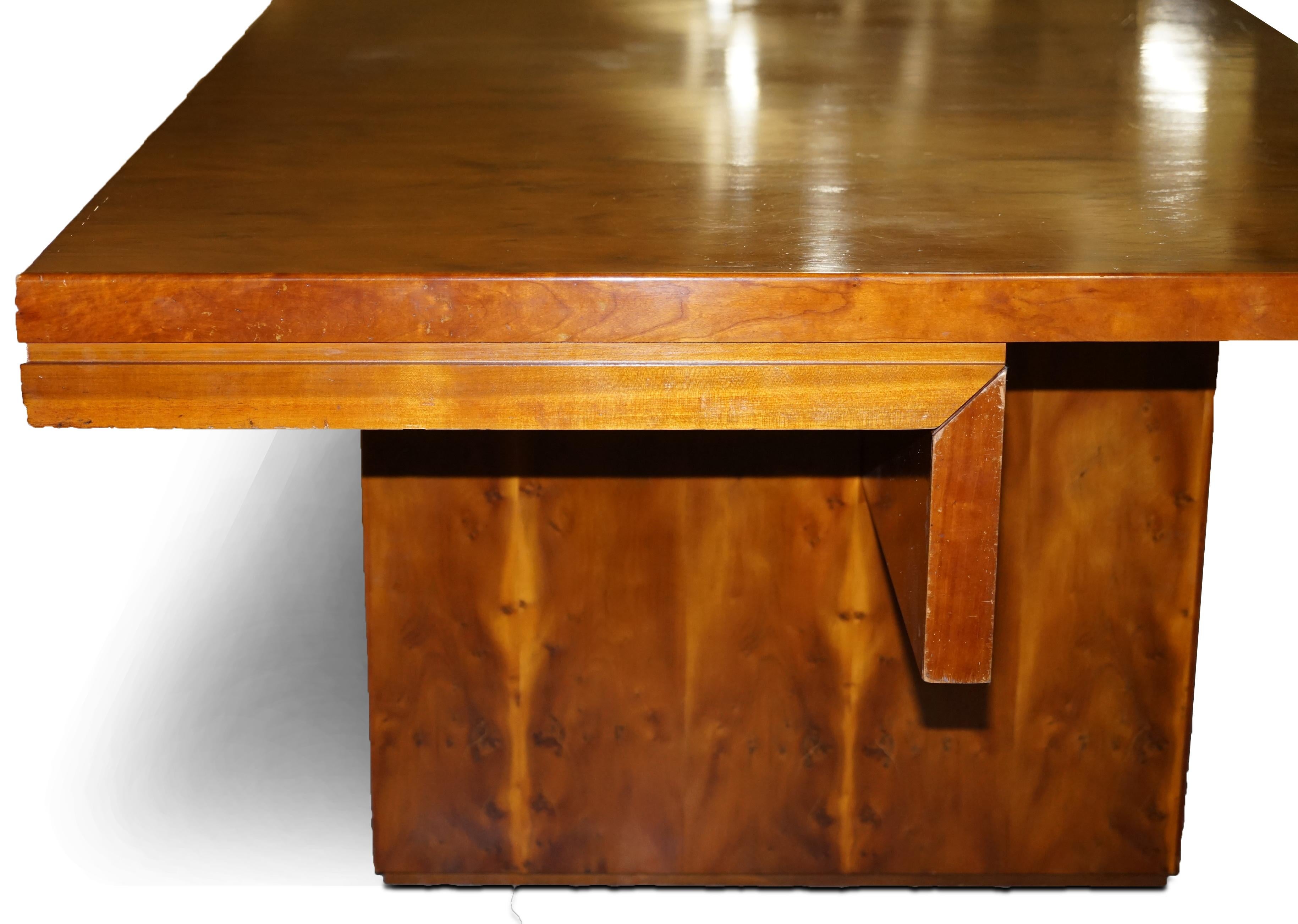 Very Large Burr Yew Wood Contempory Designer Office Desk Lovely Timber Patina For Sale 13