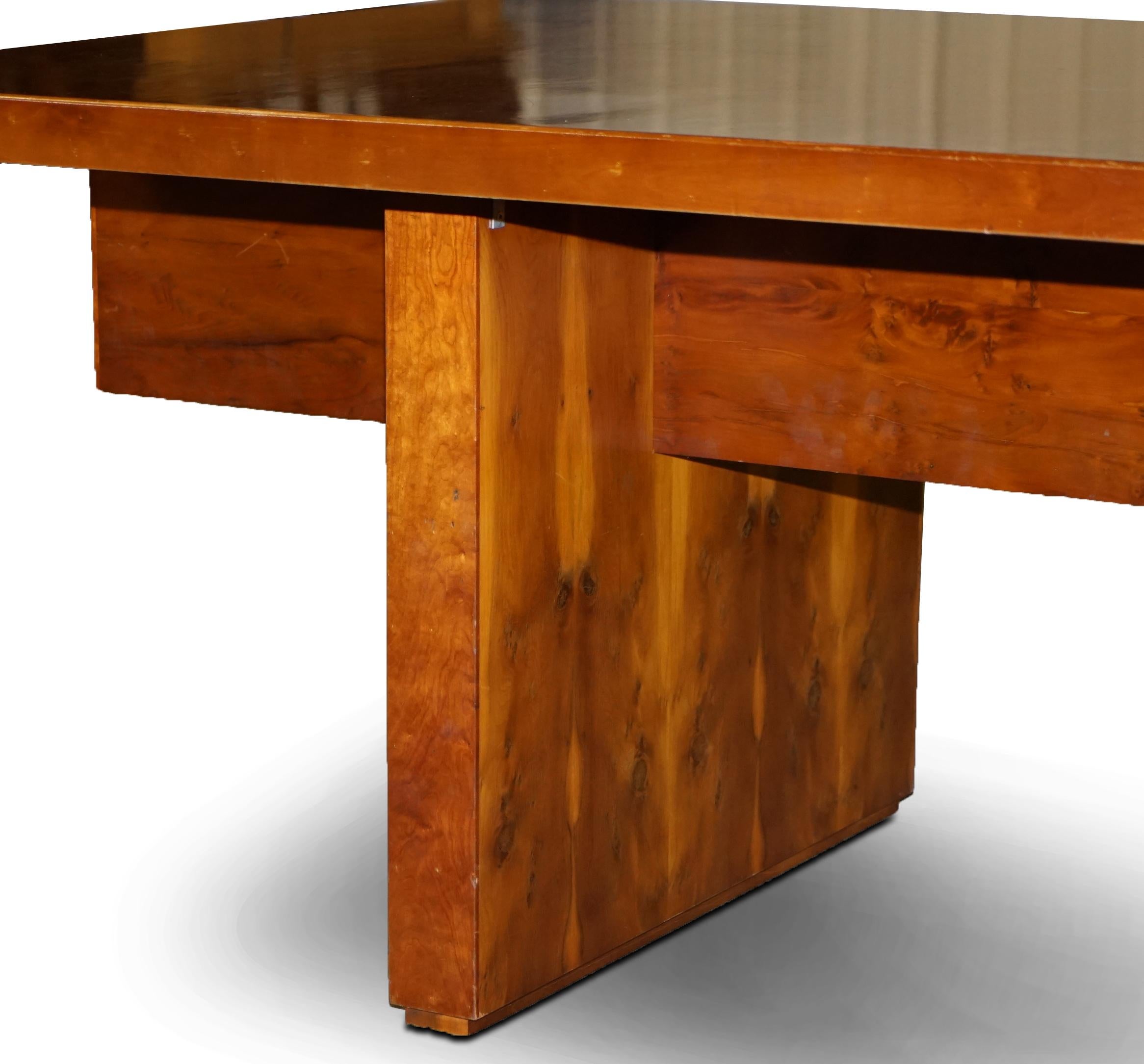 English Very Large Burr Yew Wood Contempory Designer Office Desk Lovely Timber Patina For Sale