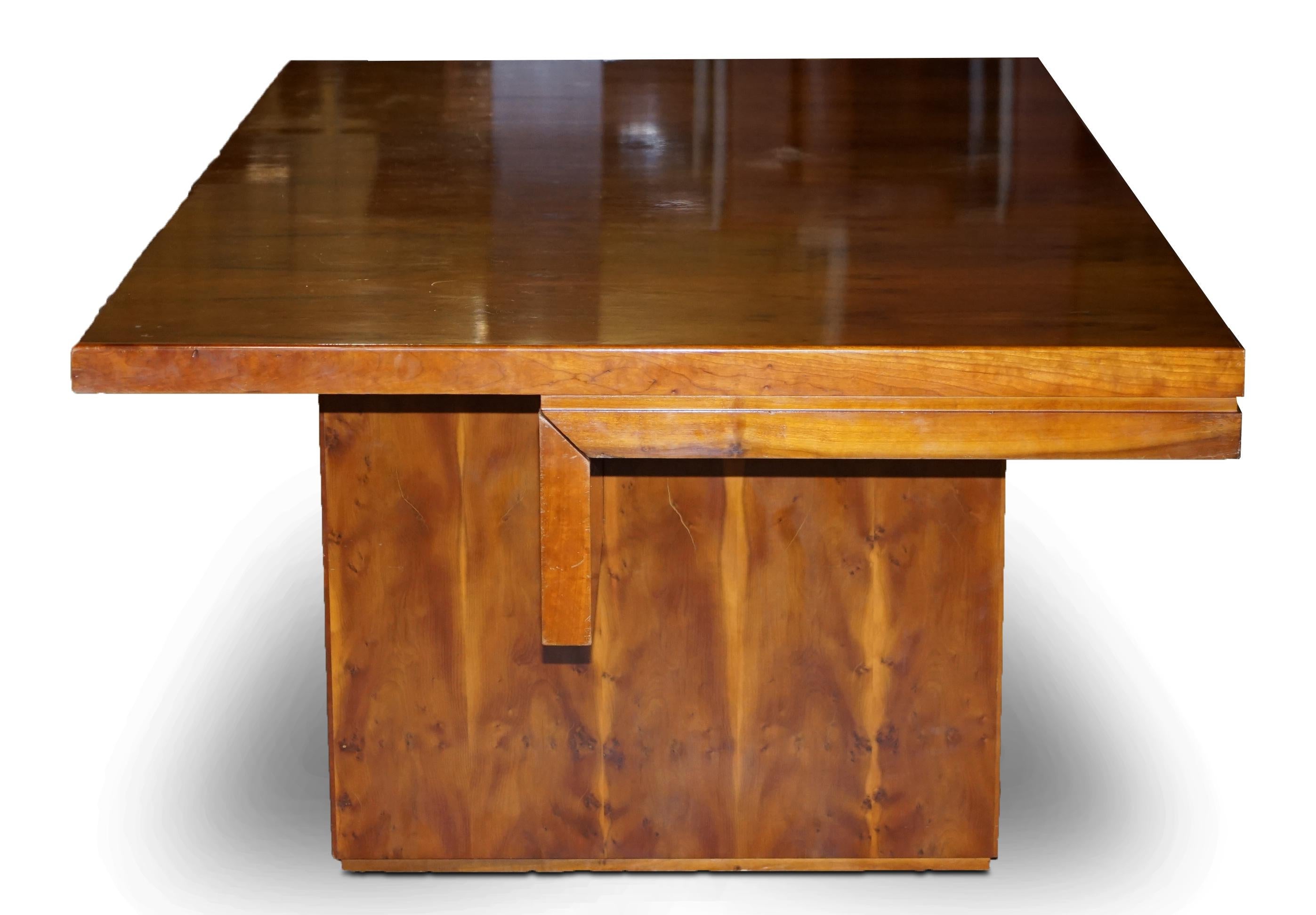 Hand-Crafted Very Large Burr Yew Wood Contempory Designer Office Desk Lovely Timber Patina For Sale