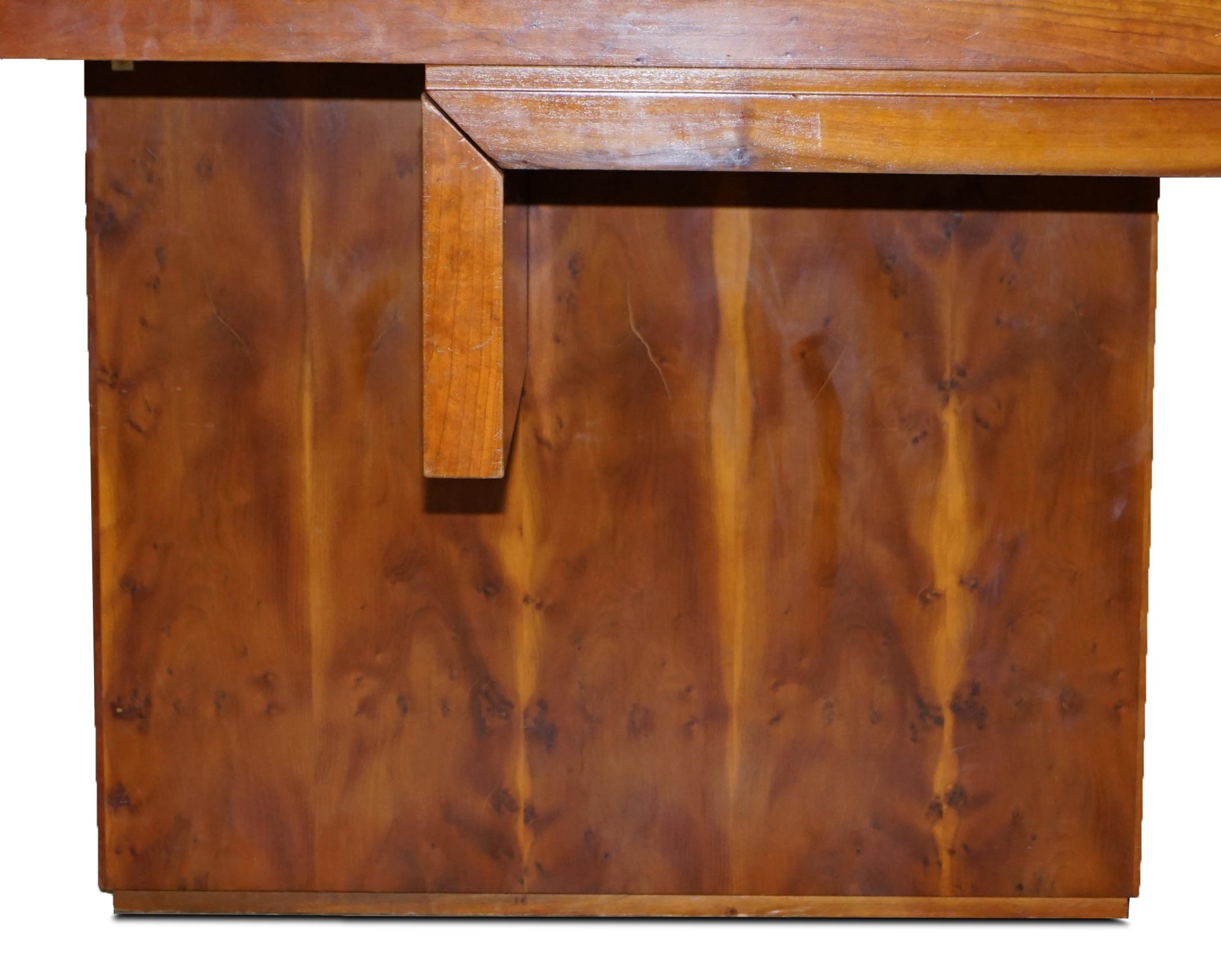 20th Century Very Large Burr Yew Wood Contempory Designer Office Desk Lovely Timber Patina For Sale