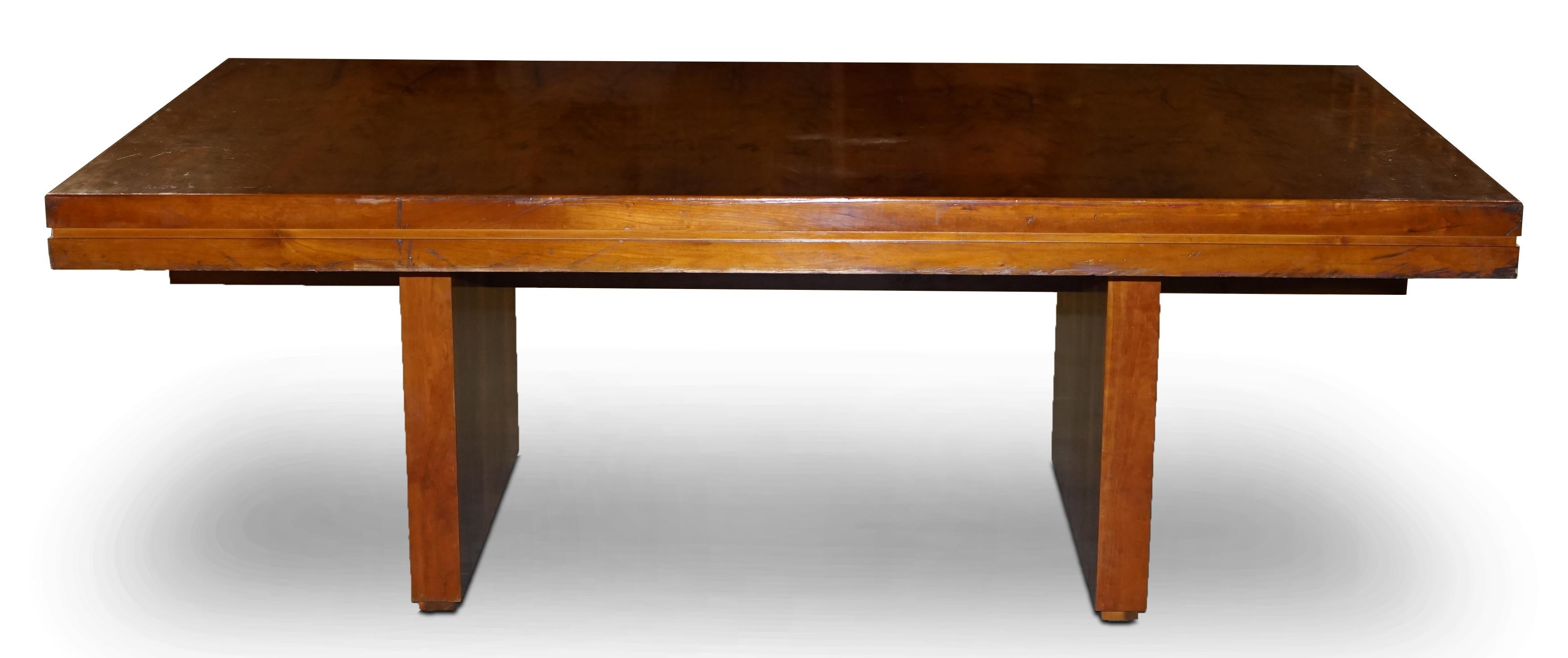 Very Large Burr Yew Wood Contempory Designer Office Desk Lovely Timber Patina For Sale 1