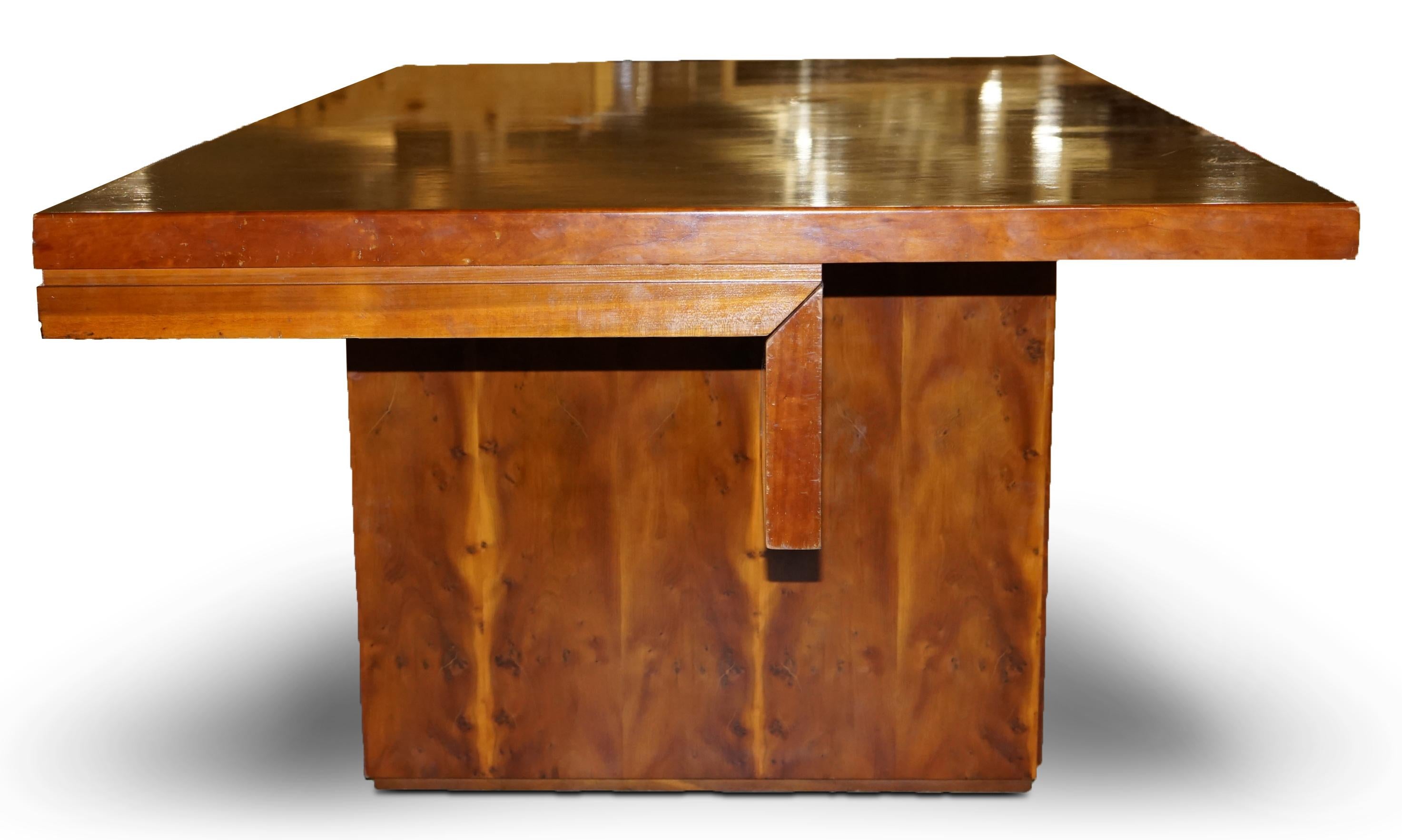 Very Large Burr Yew Wood Contempory Designer Office Desk Lovely Timber Patina For Sale 2