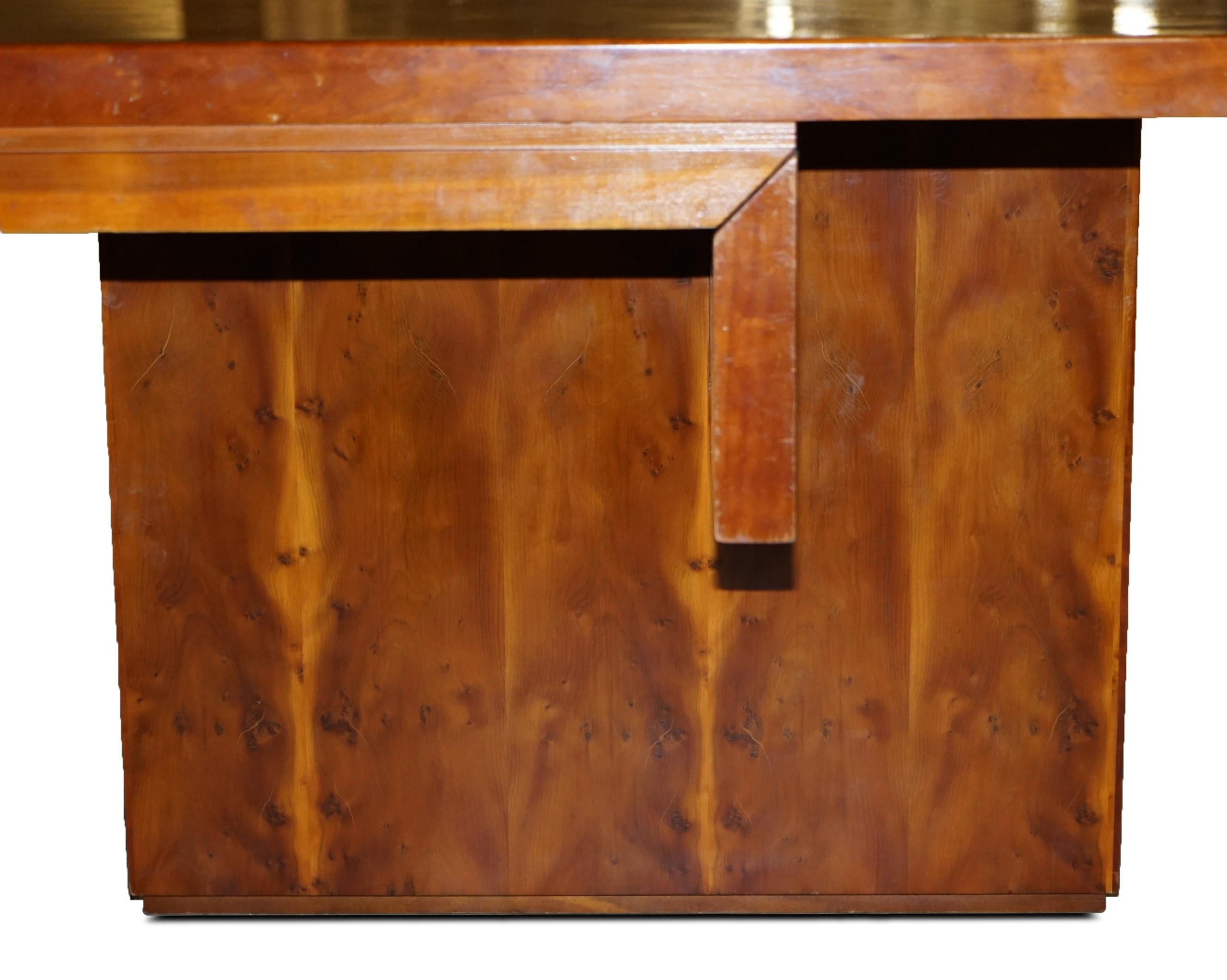 Very Large Burr Yew Wood Contempory Designer Office Desk Lovely Timber Patina For Sale 3