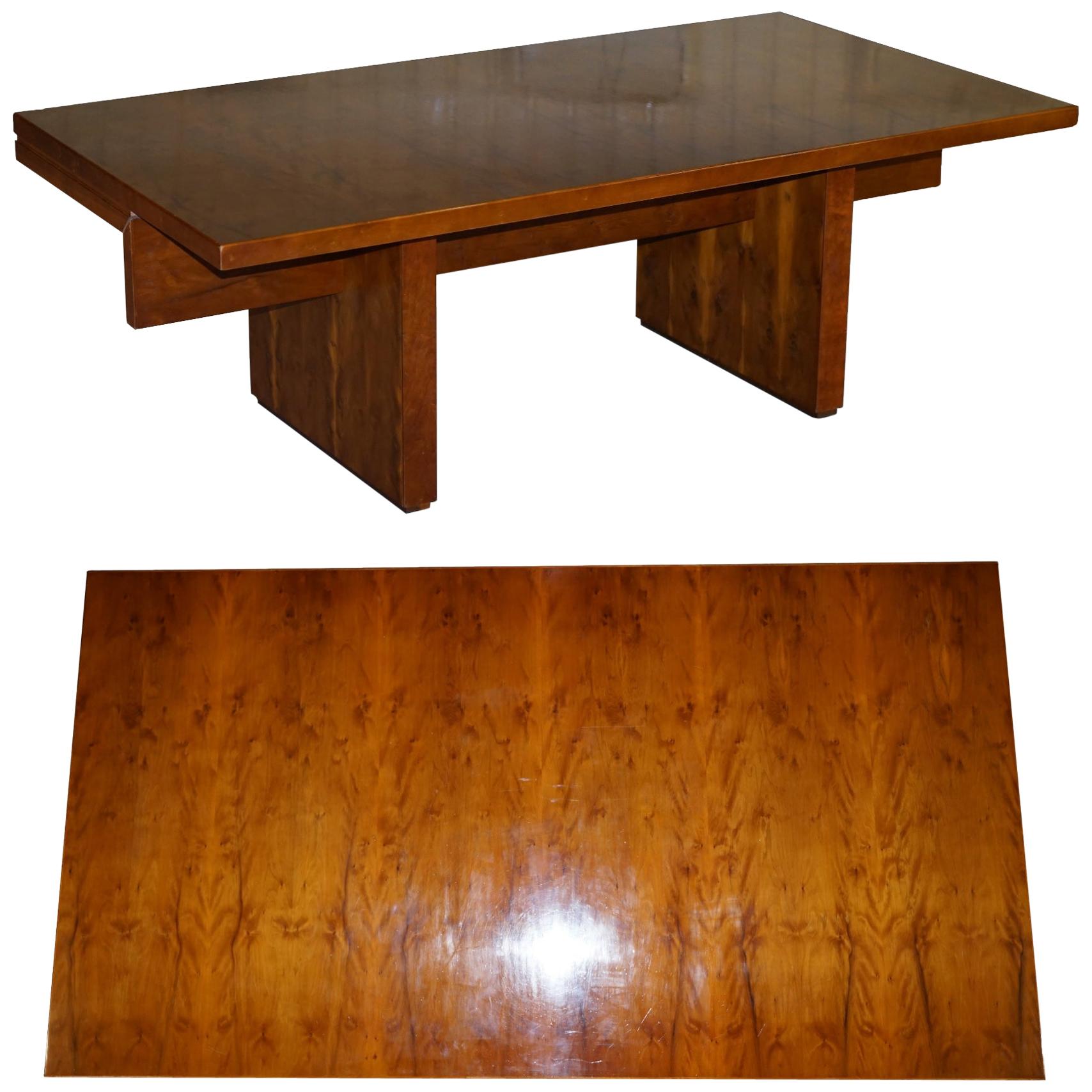 Very Large Burr Yew Wood Contempory Designer Office Desk Lovely Timber Patina For Sale