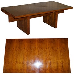 Vintage Very Large Burr Yew Wood Contempory Designer Office Desk Lovely Timber Patina