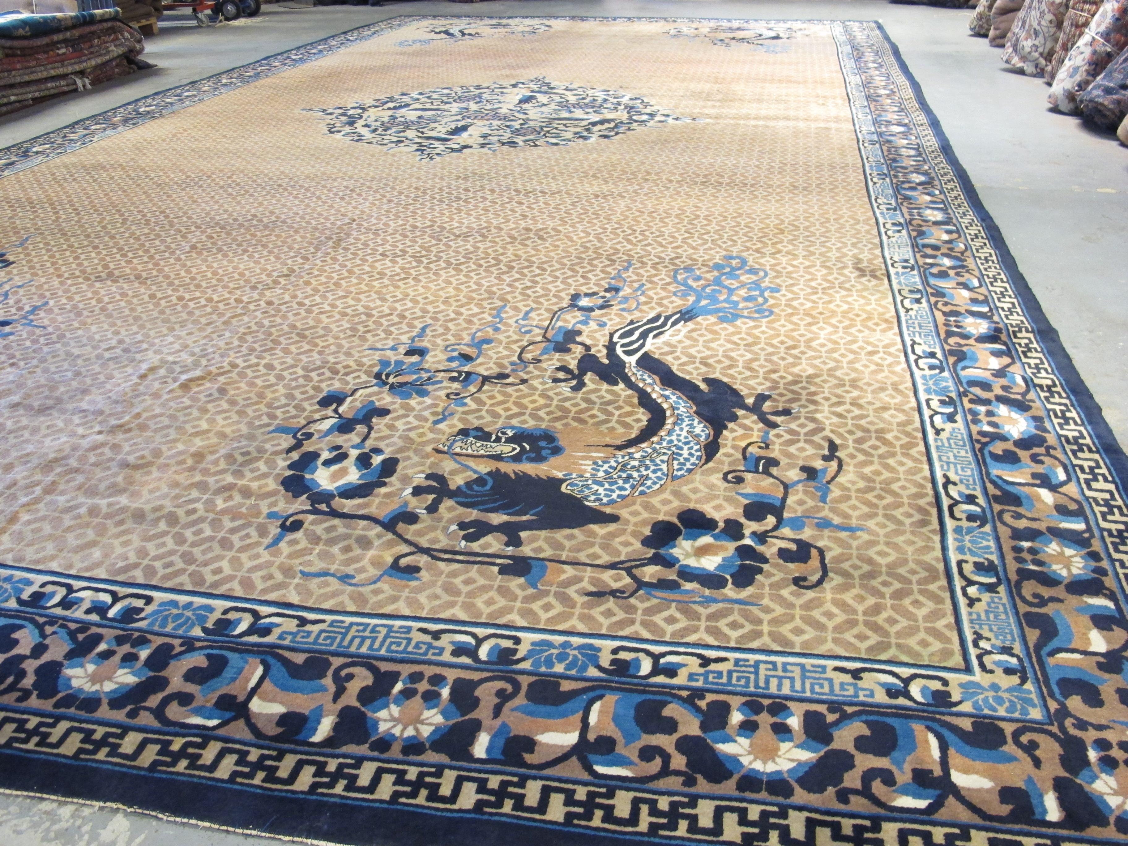 Chinese Very Large c. 1890 Peking Carpet For Sale