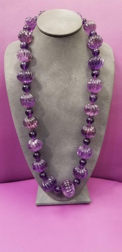 Very Large Carved Amethyst Necklace