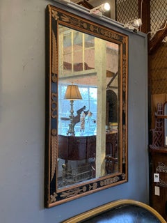 Very Large Carved Wood Art Nouveau Mirror with Fleur-di-Lis