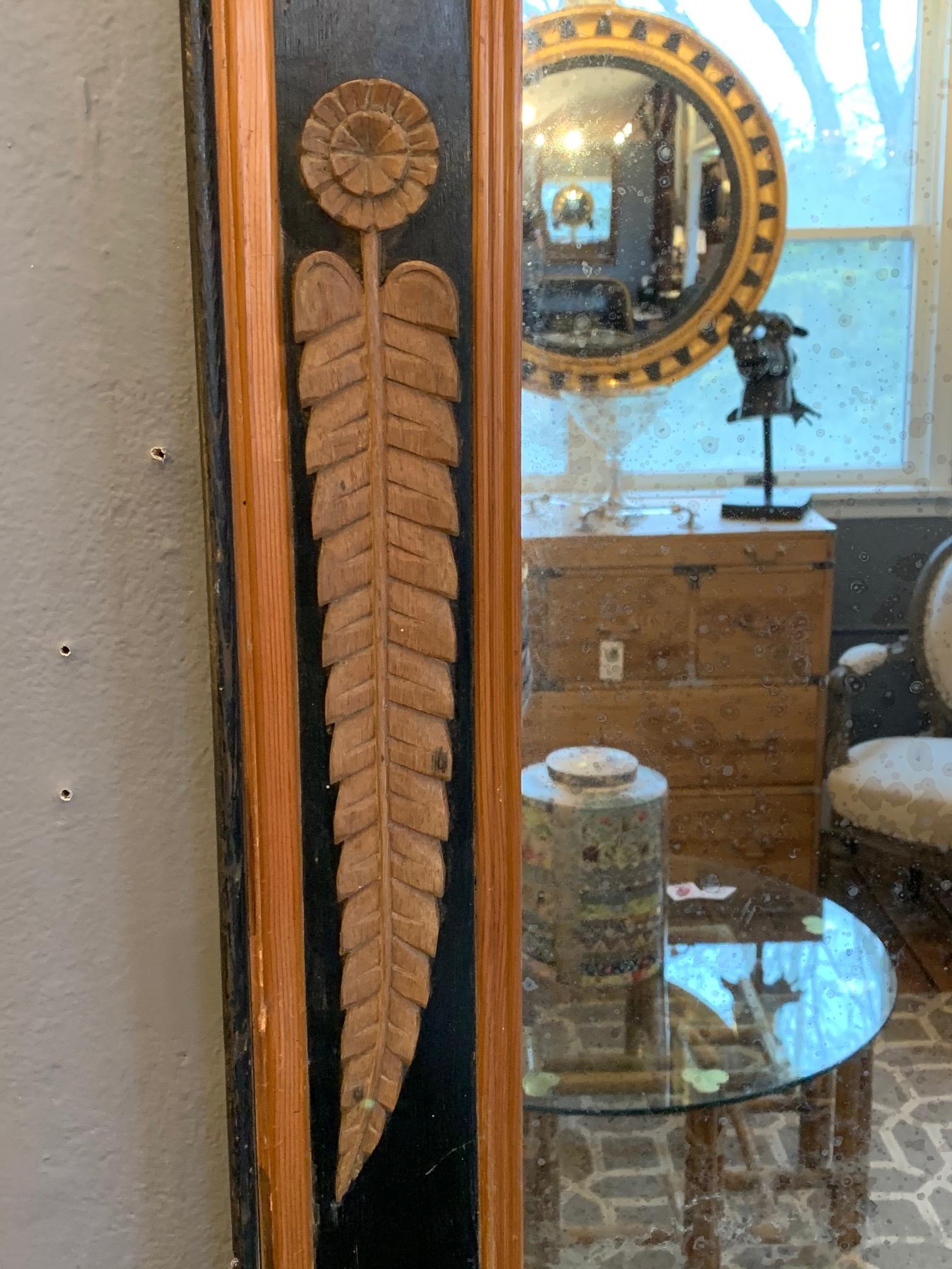 Very Large Carved Wood Art Nouveau Mirror with Fleur-di-Lis 2