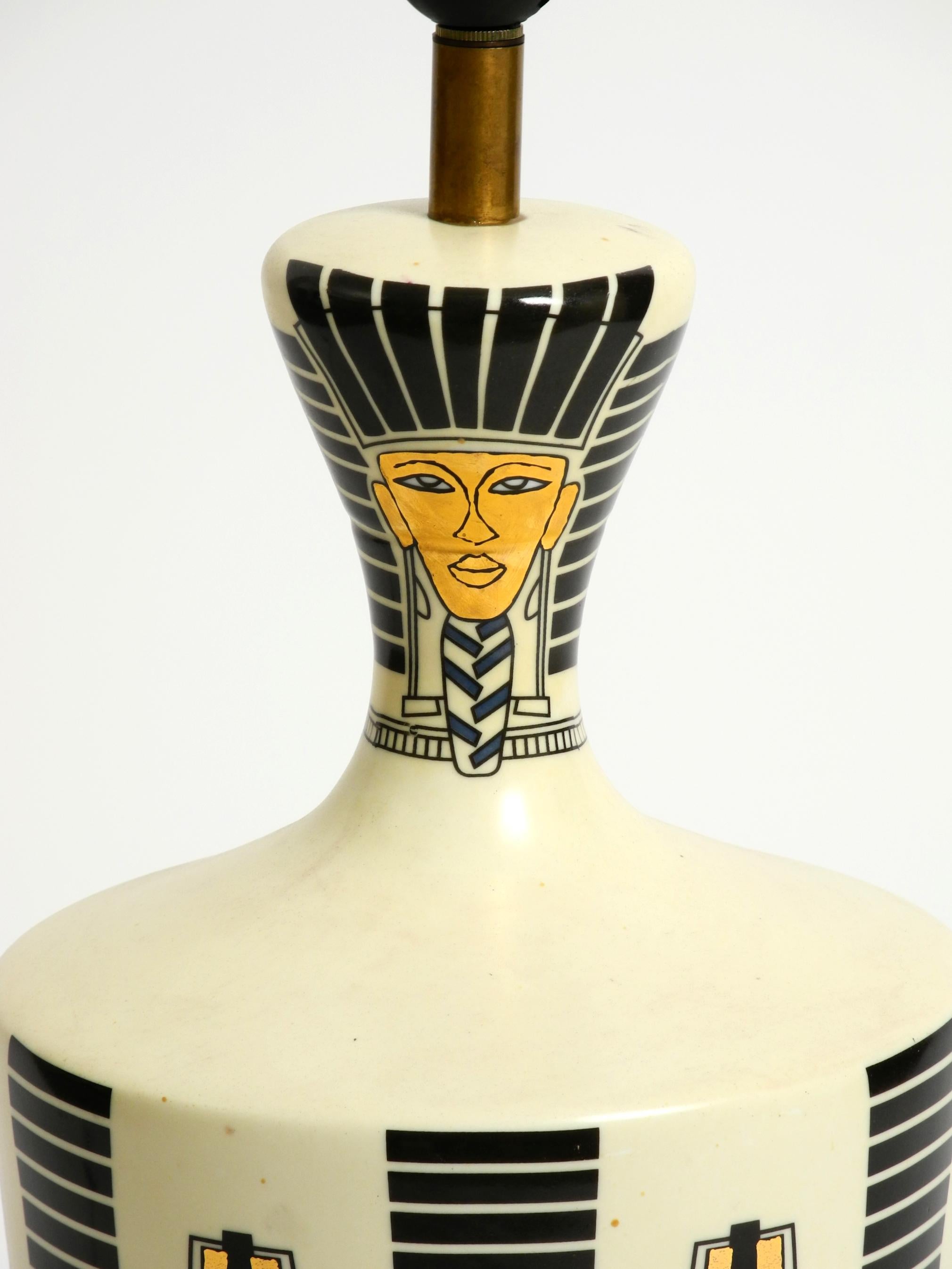 Very large ceramic table lamp with Egyptian motifs by Nicolas Blandin Paris For Sale 3