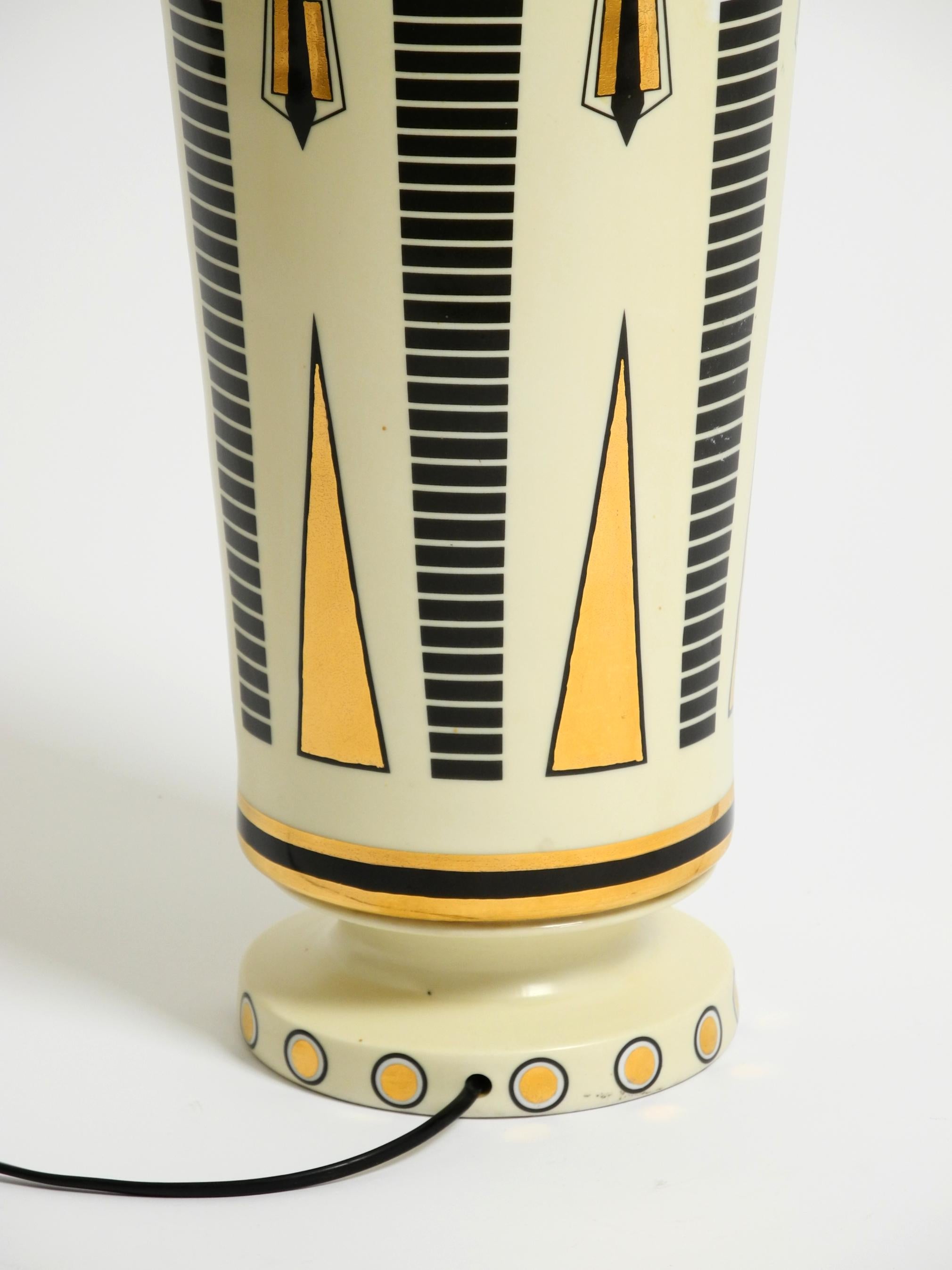 Very large ceramic table lamp with Egyptian motifs by Nicolas Blandin Paris For Sale 4