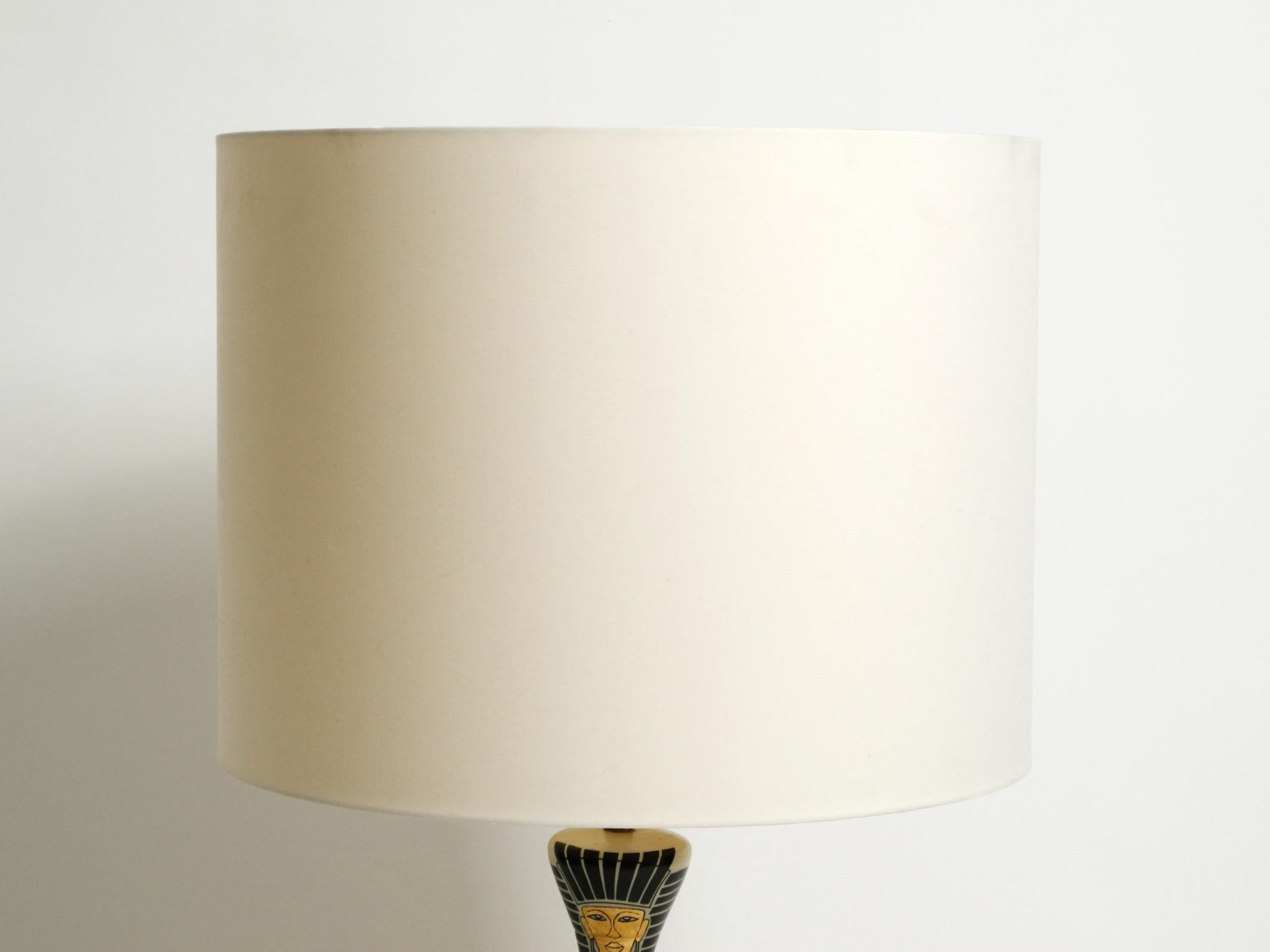 Very large ceramic table lamp with Egyptian motifs by Nicolas Blandin Paris For Sale 10
