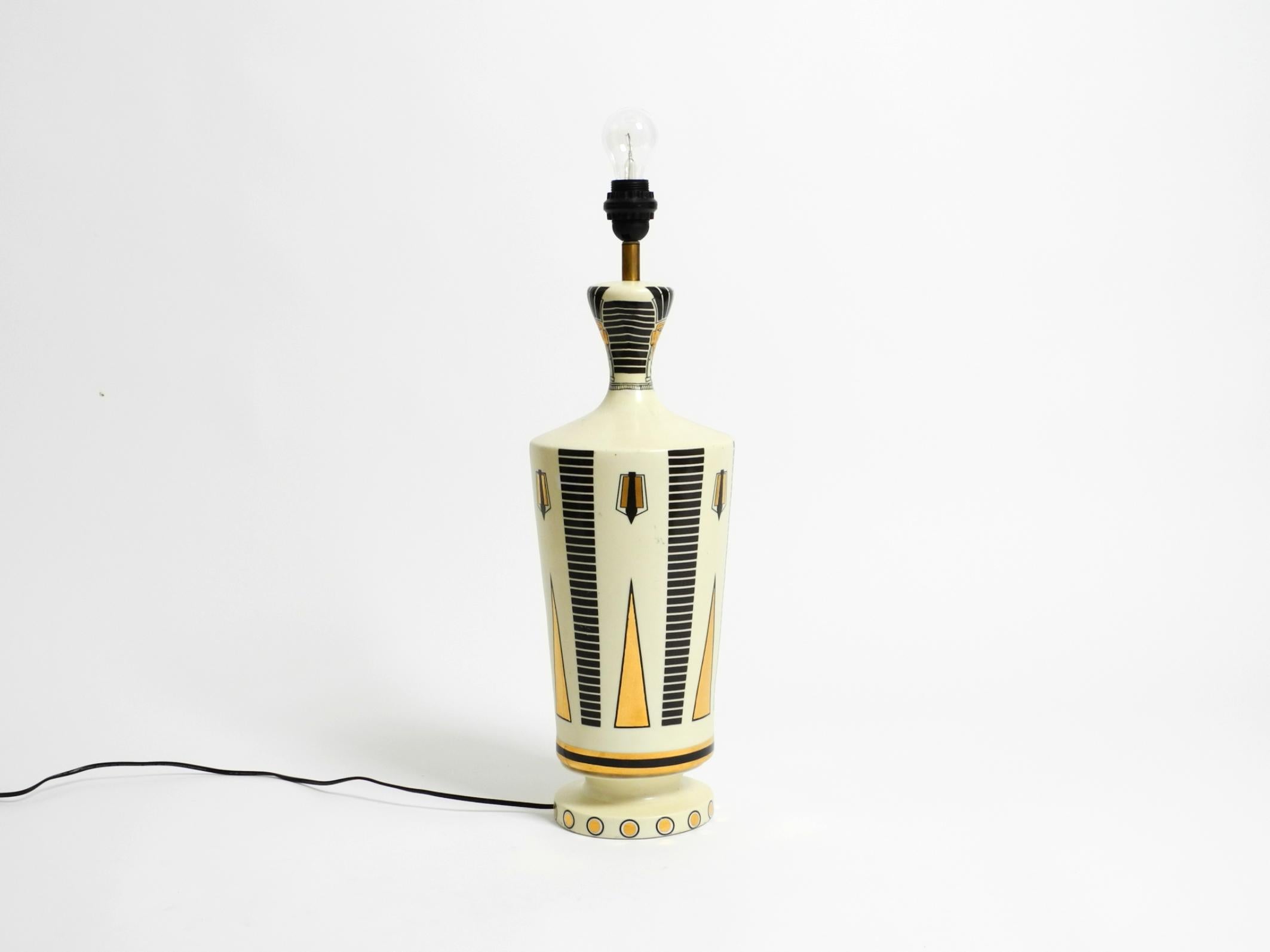 French Very large ceramic table lamp with Egyptian motifs by Nicolas Blandin Paris For Sale