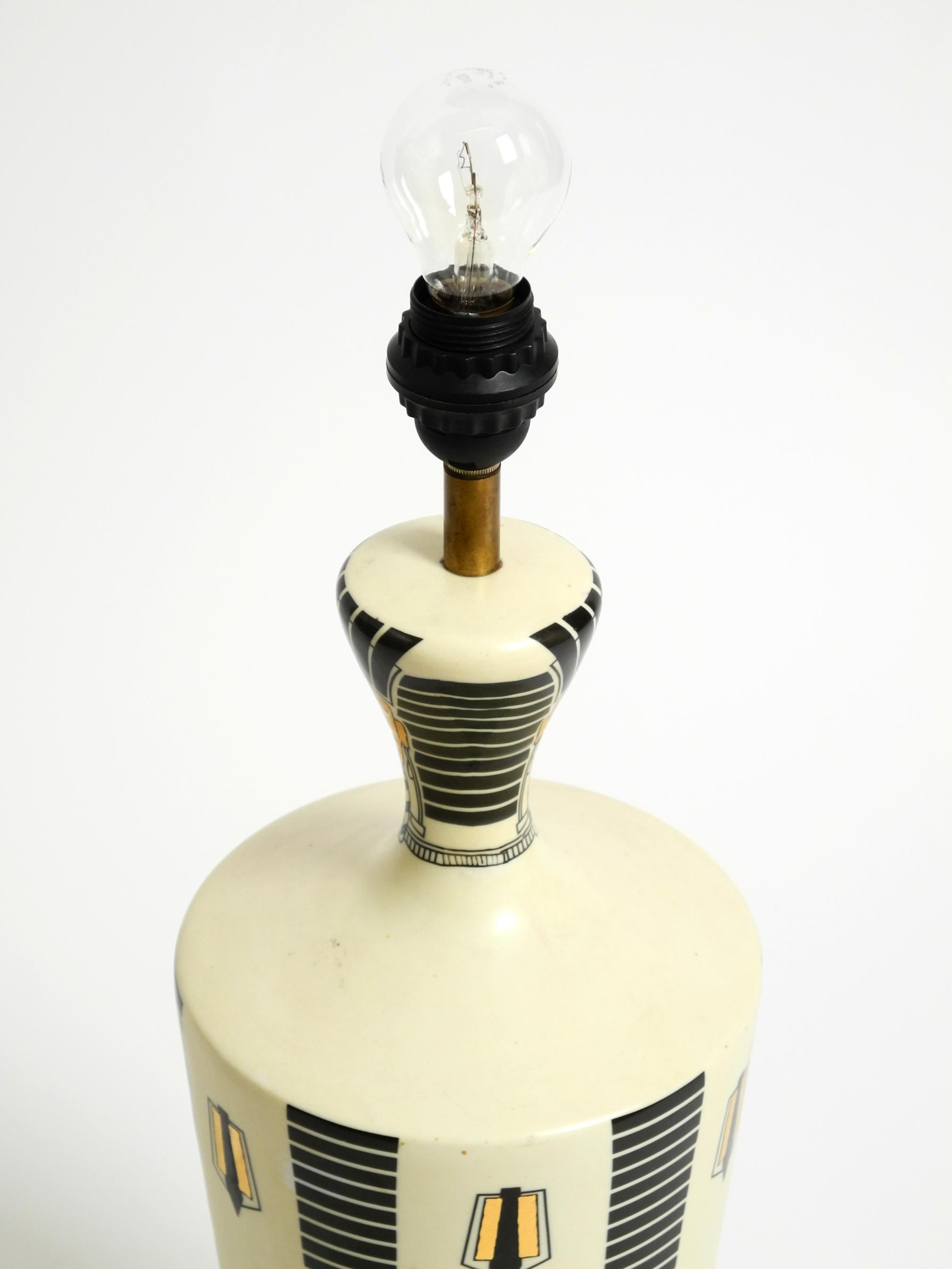 Very large ceramic table lamp with Egyptian motifs by Nicolas Blandin Paris For Sale 2