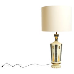 Very large ceramic table lamp with Egyptian motifs by Nicolas Blandin Paris