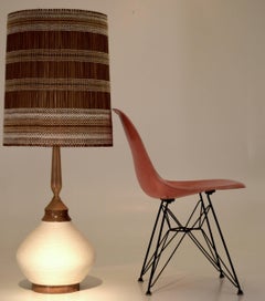 Very Large Ceramic Table Lamp with rope ceramic and shade by Maria Kipp