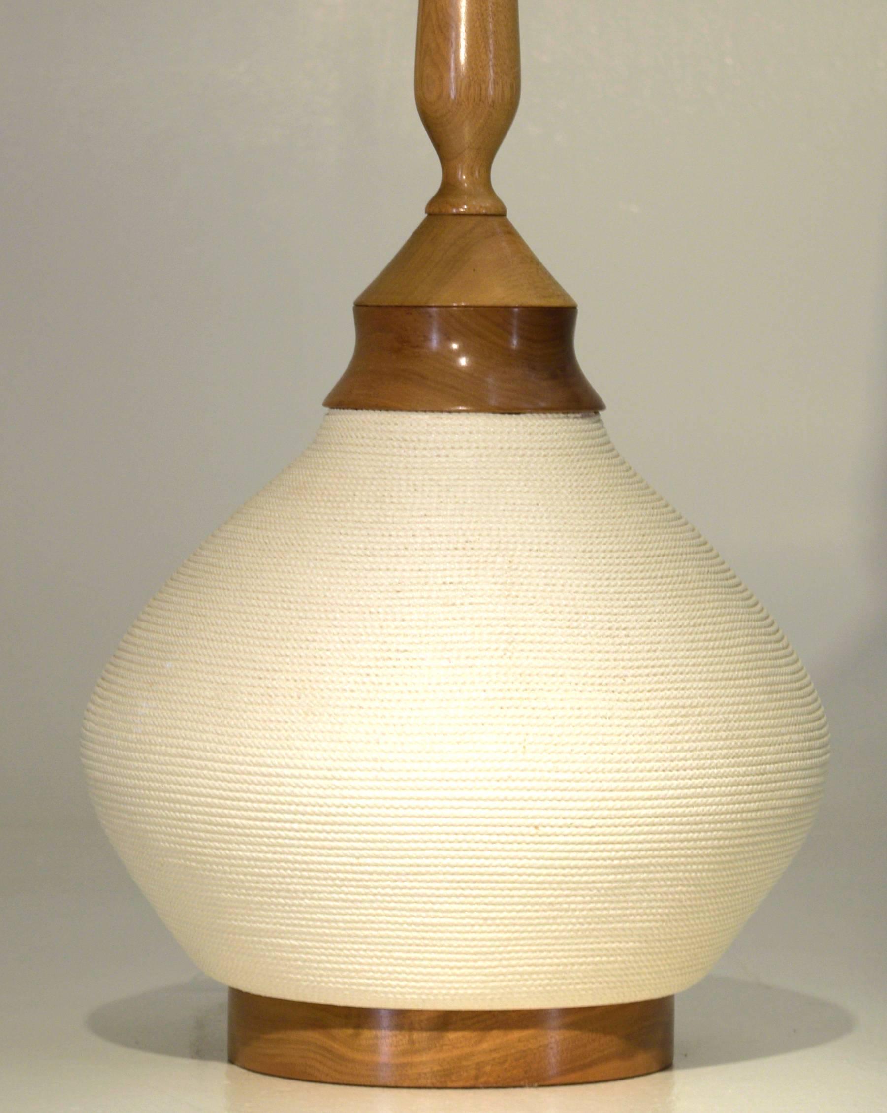 Very Large Ceramic Table Lamp with rope ceramic and shade by Maria Kipp In Excellent Condition In South Charleston, WV