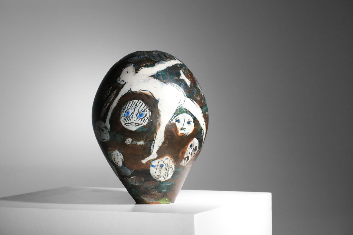 Très grand vase en céramique de Sophie Combre, artiste française en vente 2