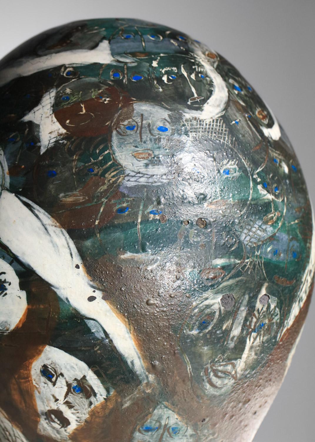 Très grand vase en céramique de Sophie Combre, artiste française en vente 4
