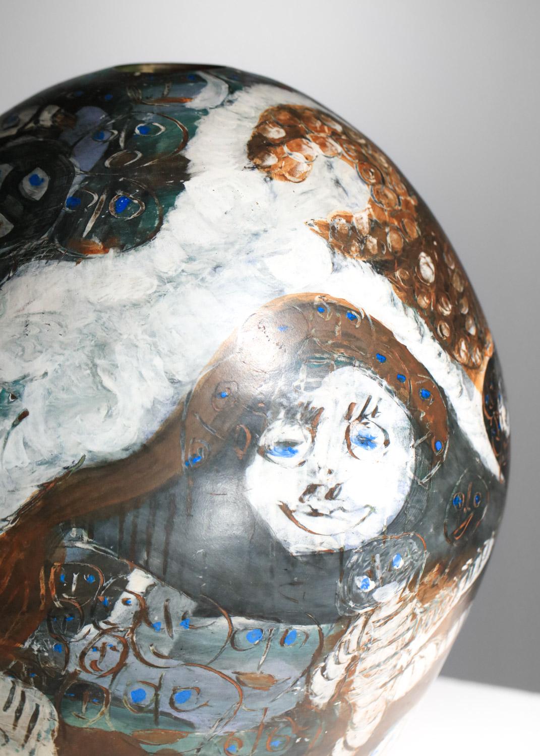 Très grand vase en céramique de Sophie Combre, artiste française en vente 5