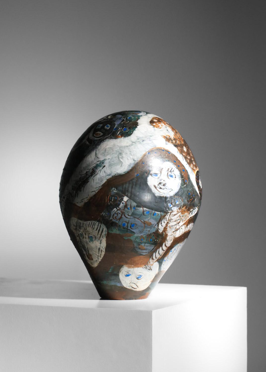 Organique Très grand vase en céramique de Sophie Combre, artiste française en vente