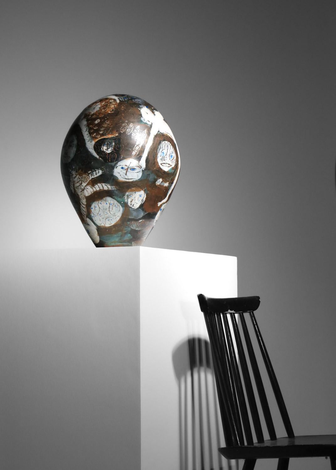 Fin du 20e siècle Très grand vase en céramique de Sophie Combre, artiste française en vente