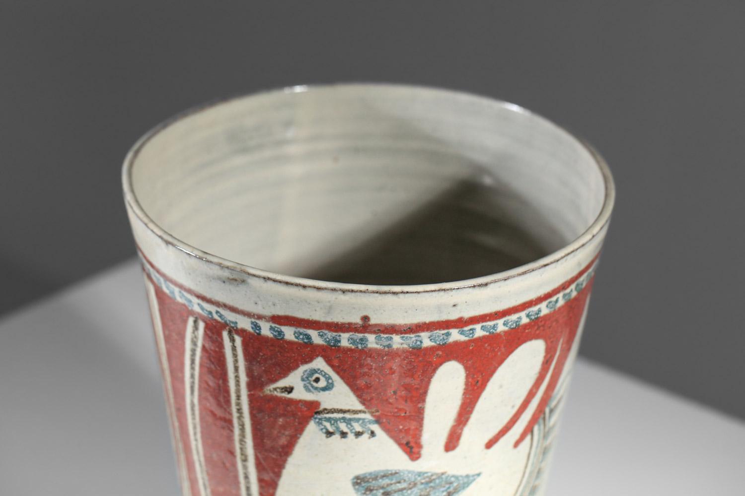 very large ceramic vase Gustave Reynaud Jean Derval atelier du Murier Vallauris For Sale 4