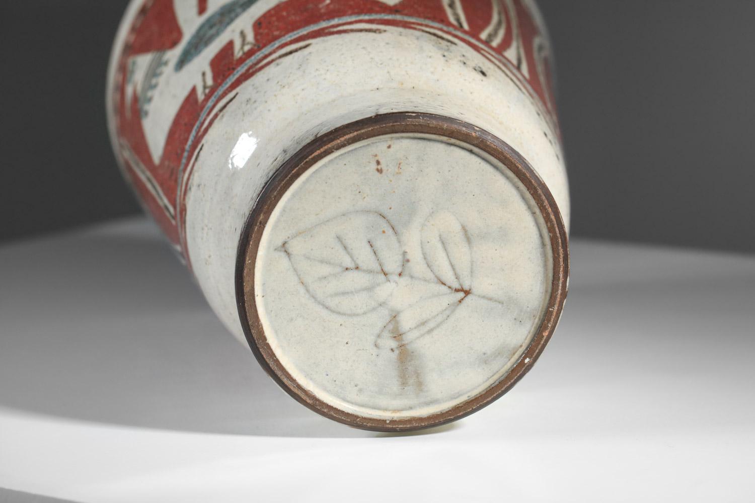 very large ceramic vase Gustave Reynaud Jean Derval atelier du Murier Vallauris For Sale 6
