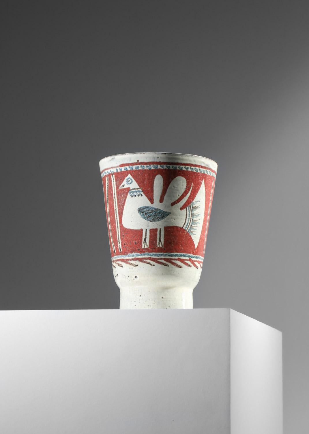 Mid-20th Century very large ceramic vase Gustave Reynaud Jean Derval atelier du Murier Vallauris For Sale