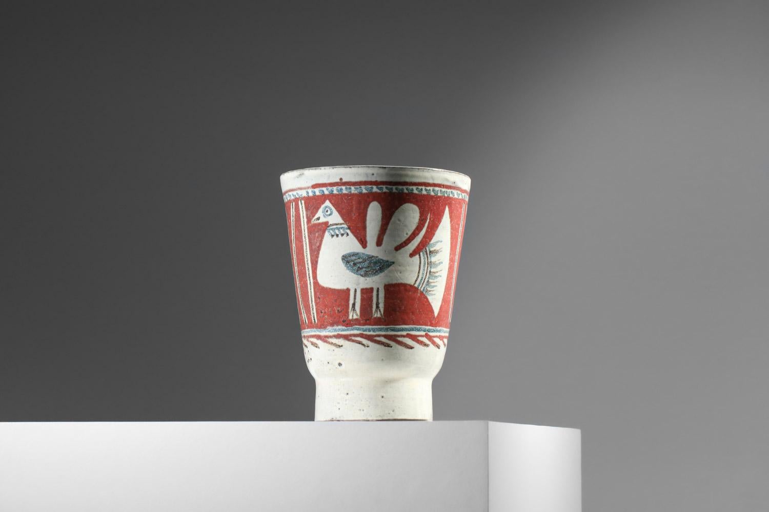 very large ceramic vase Gustave Reynaud Jean Derval atelier du Murier Vallauris For Sale 1