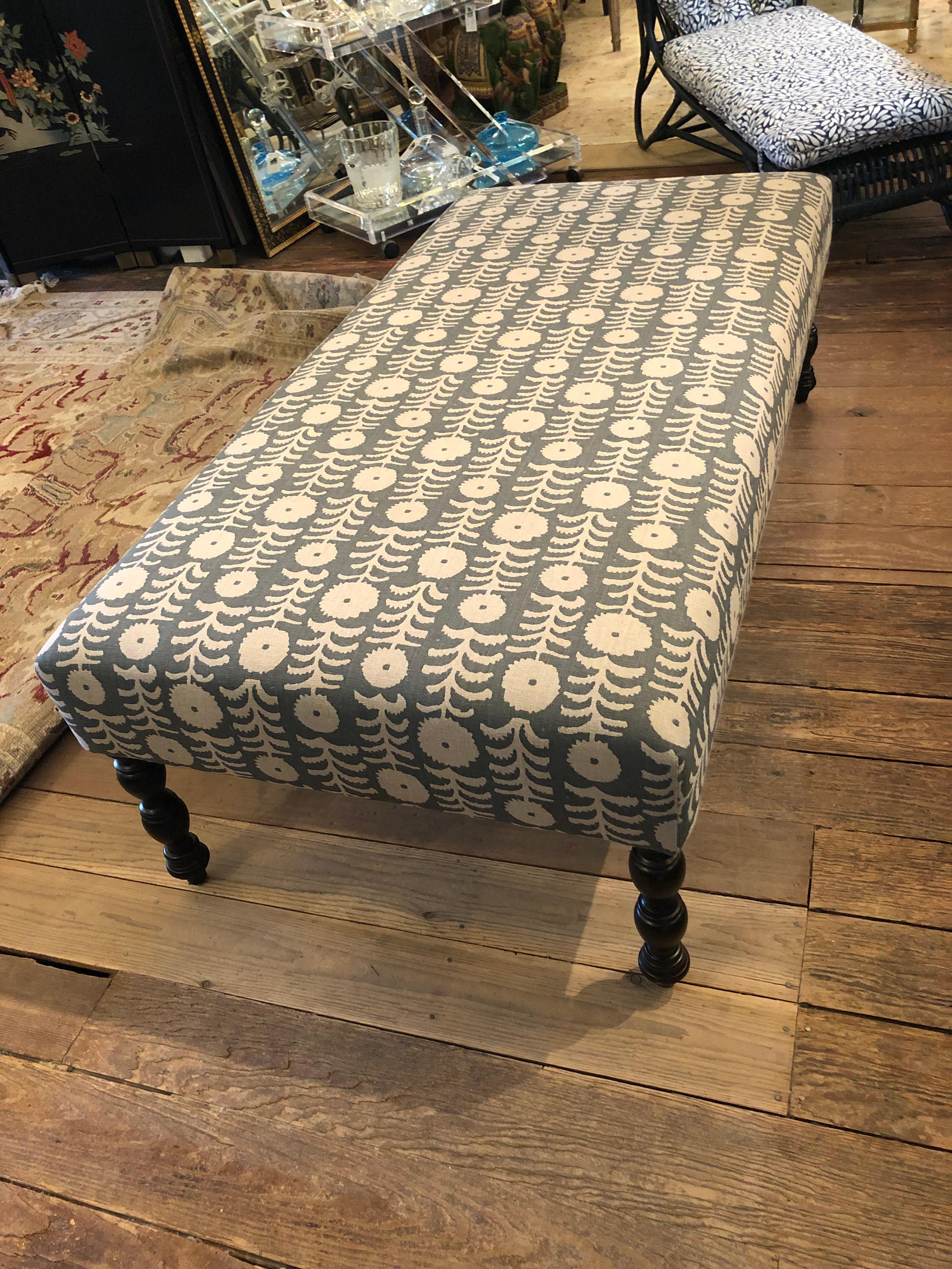 Very Large Charming Upholstered Ottoman Coffee Table In Good Condition For Sale In Hopewell, NJ