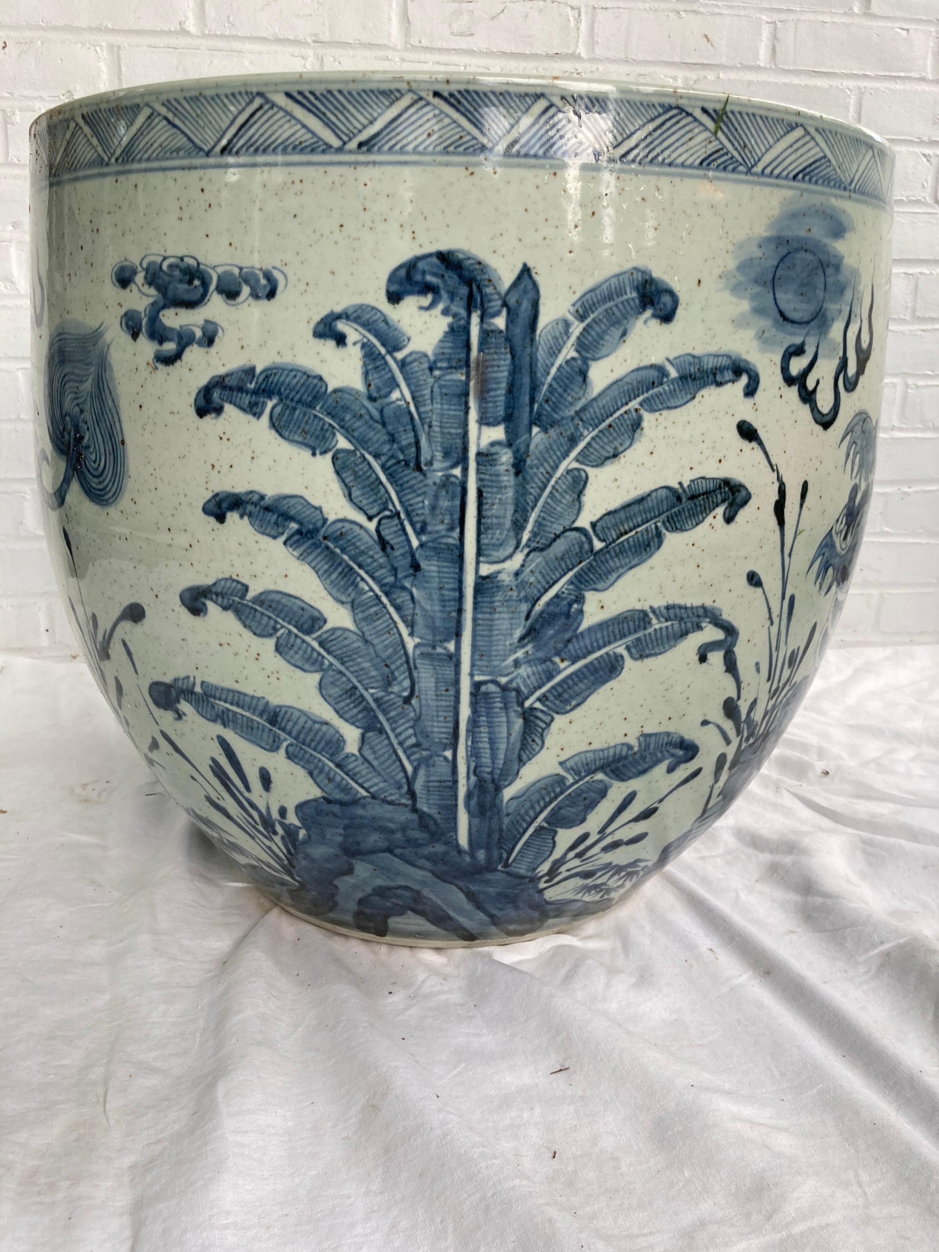 large blue and white bowl