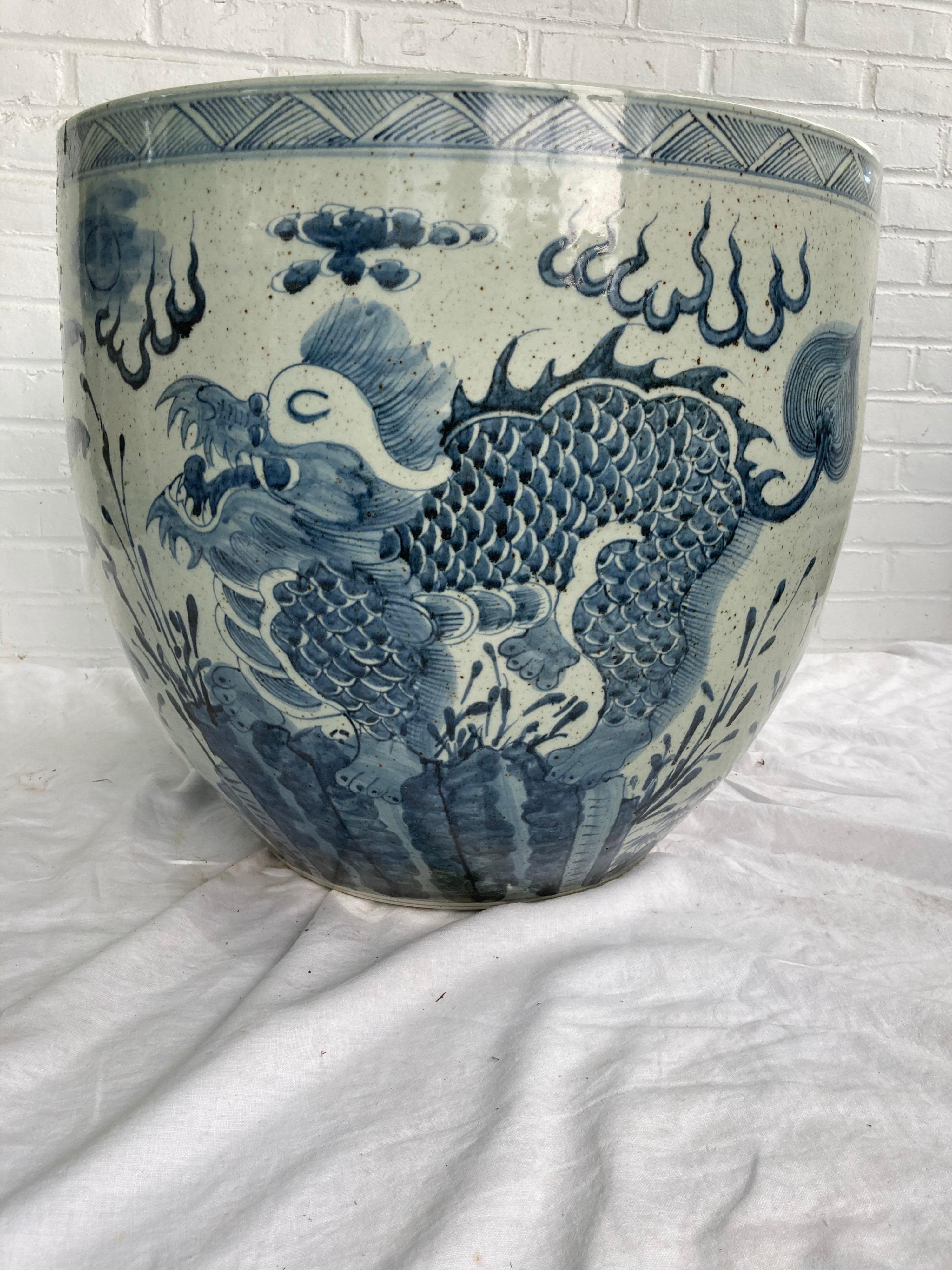 large chinese porcelain fish bowl