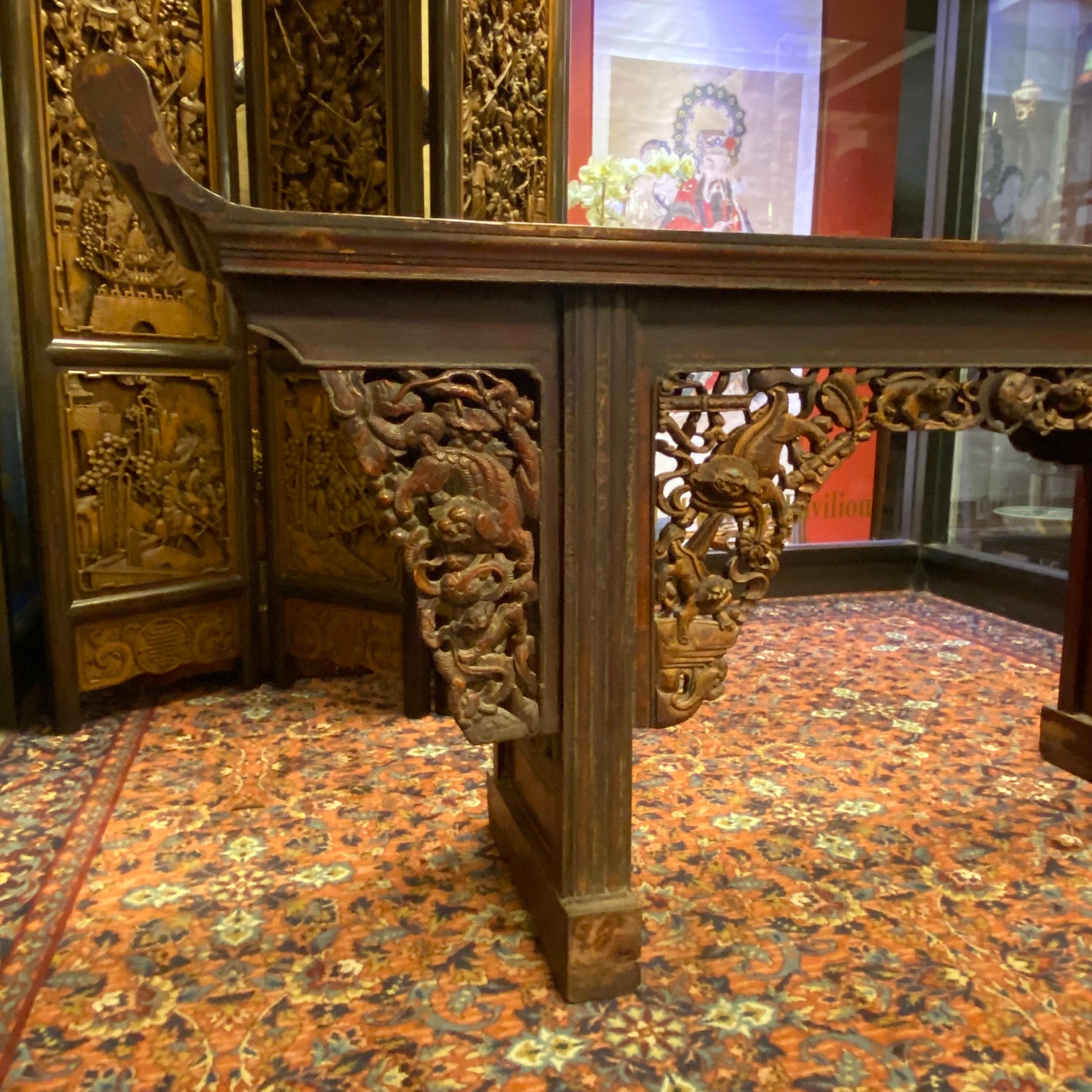 Very Large Chinese Carved and Painted Wood Console 7