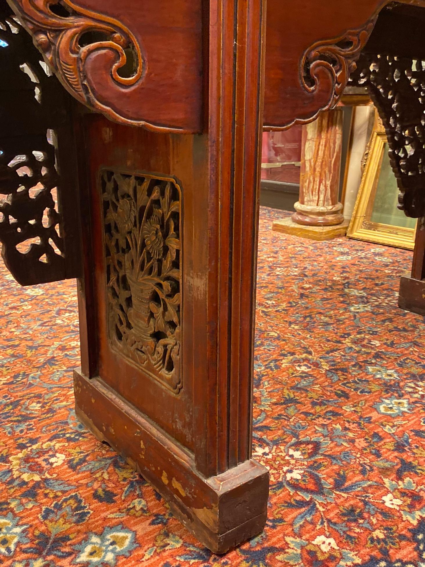 Very Large Chinese Carved and Painted Wood Console 5