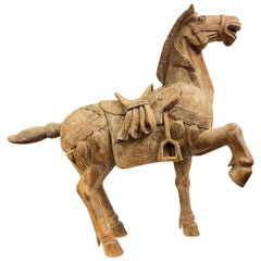 Very Large Chinese Carved Wooden Horse