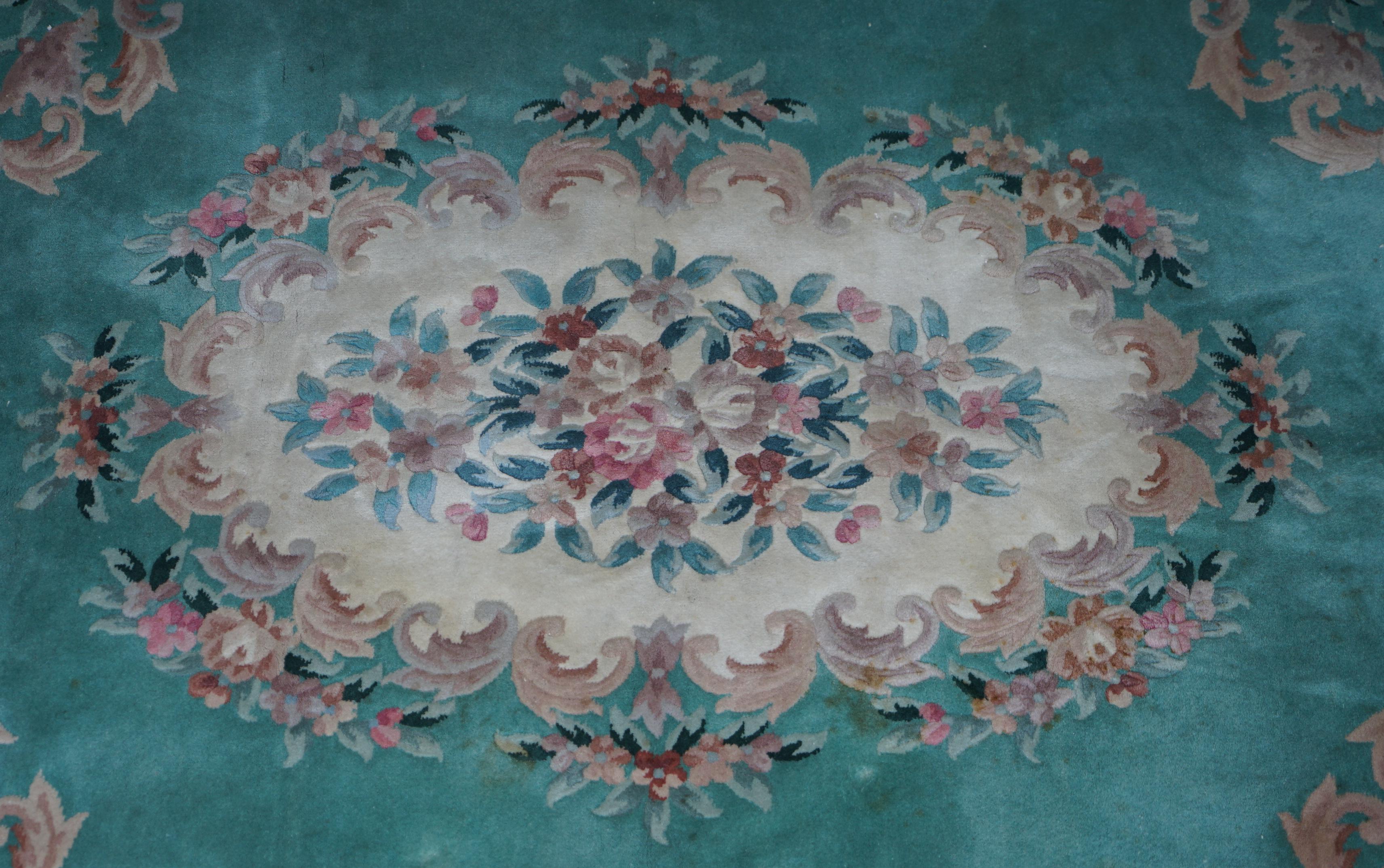 aqua floral rug
