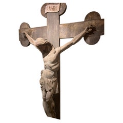 Antique Very Large Christ on its Cross , France 18th century