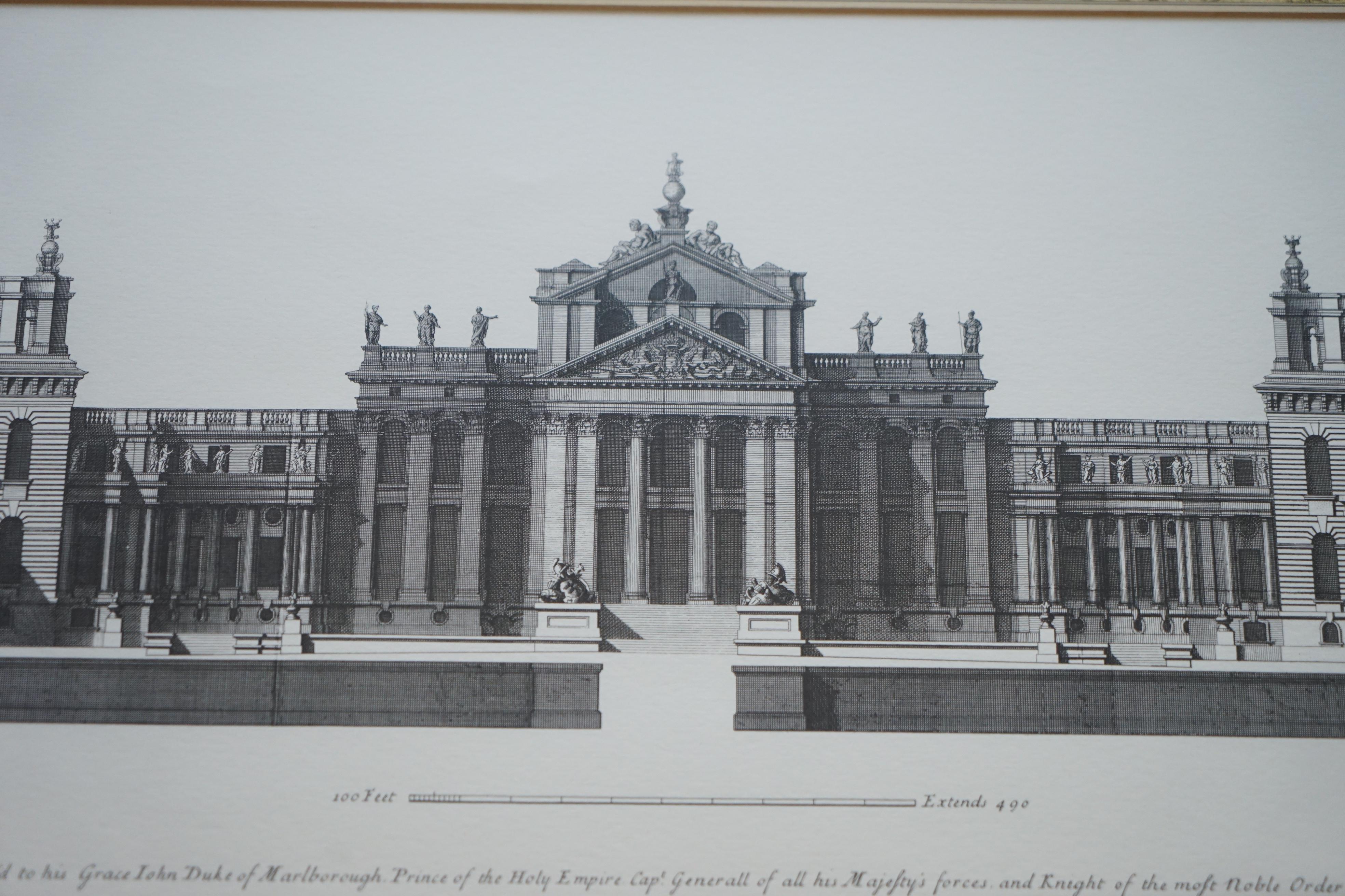 George I Very Large circa 1720 Copper Plate Print of Blenheim Castle Sir John Vanbrugh