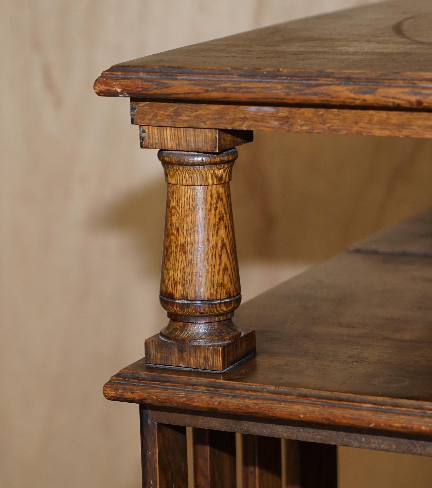 Late 19th Century Very Large circa 1880 Antique Victorian English Oak Revolving Bookcase Table For Sale