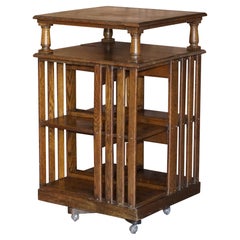 Tavolo libreria girevole in Oak Oak molto grande, circa 1880, antico vittoriano inglese