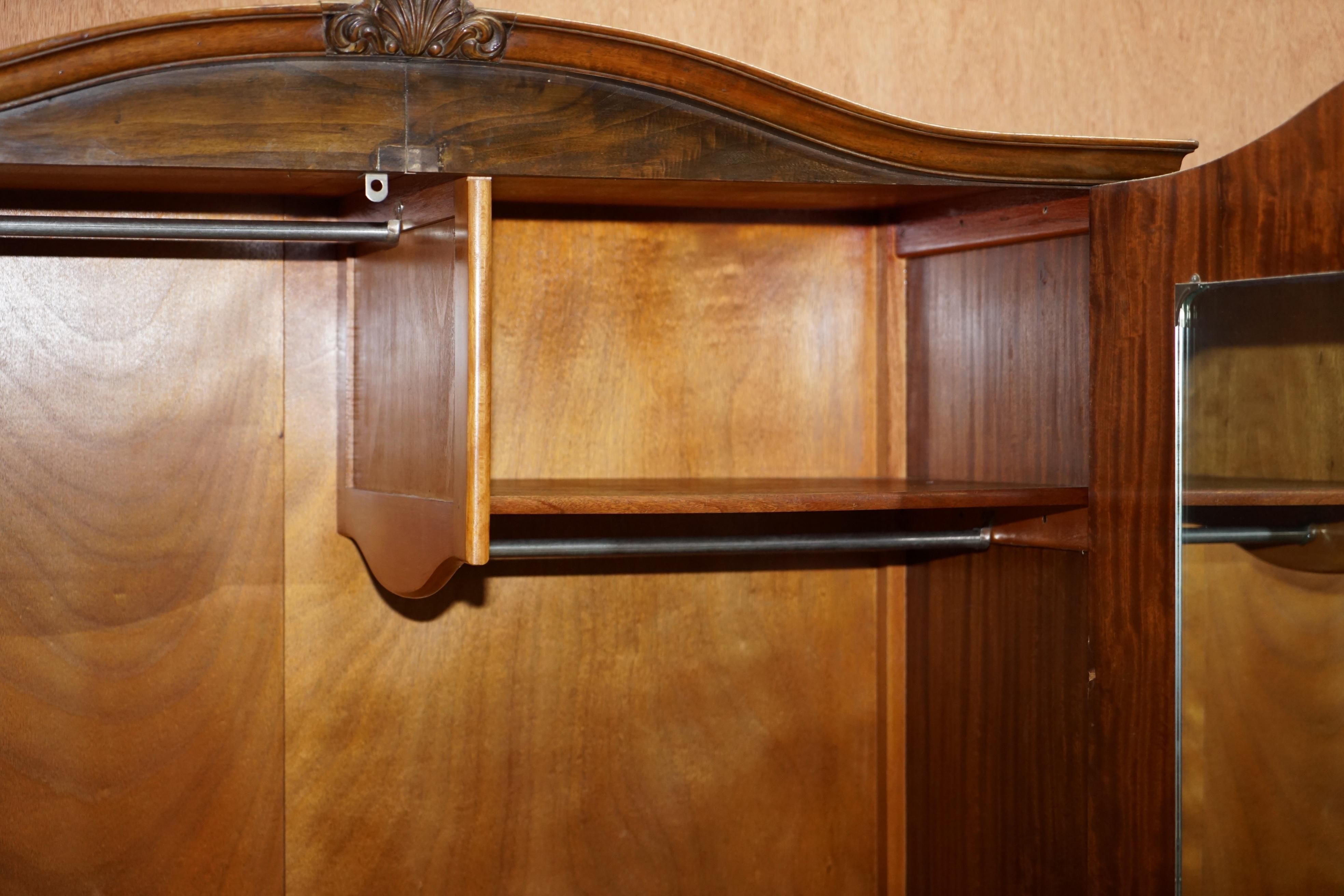 Very Large circa 1930s Figured Walnut Double Wardrobe Part of Bedroom Suite 3