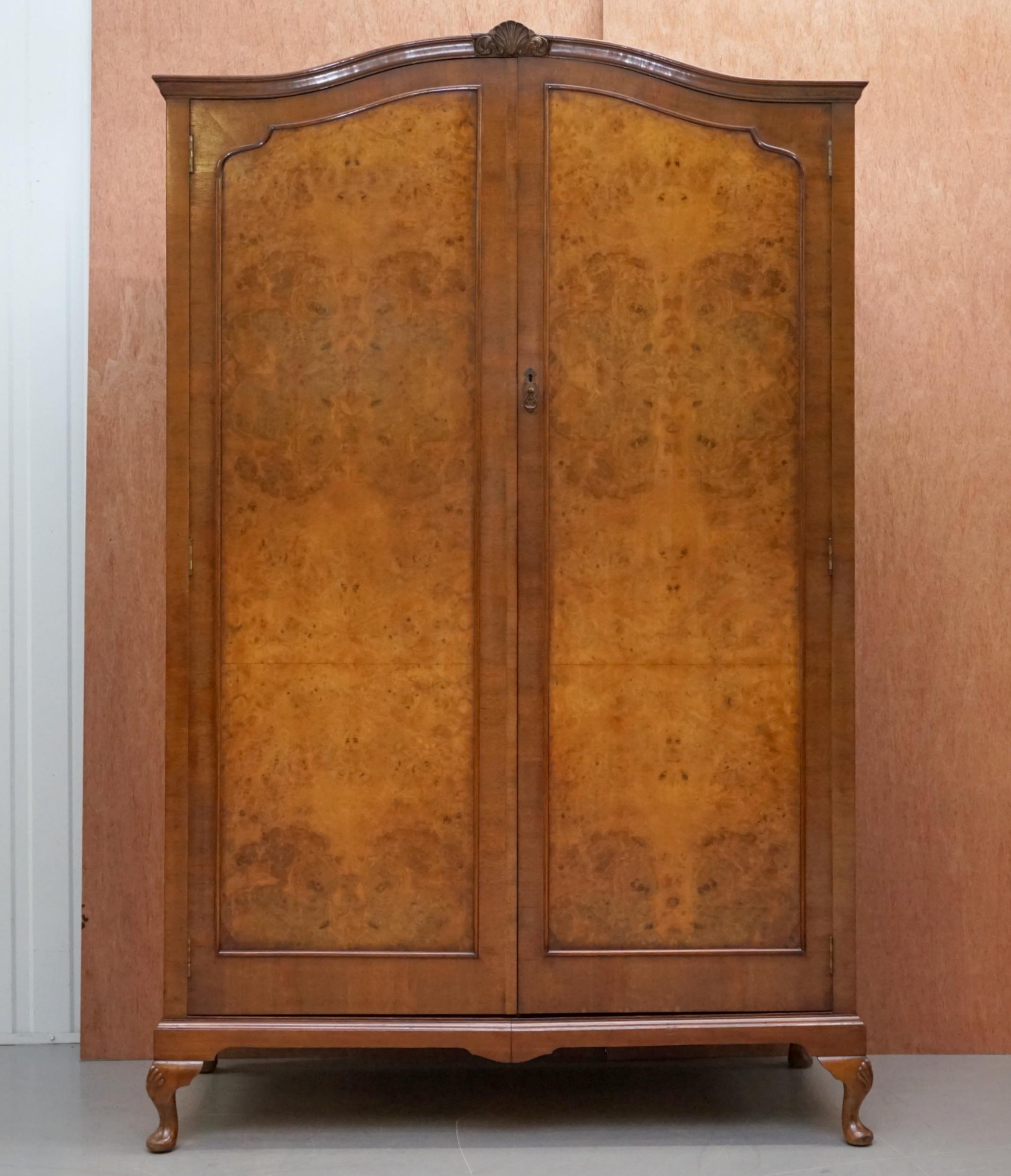 We are delighted to offer for sale this stunning large double circa 1930s figured walnut wardrobe 

This wardrobe is a grand size, ideal for fitting a small chest of drawers inside or for those of use that have lots of long elegant dresses and