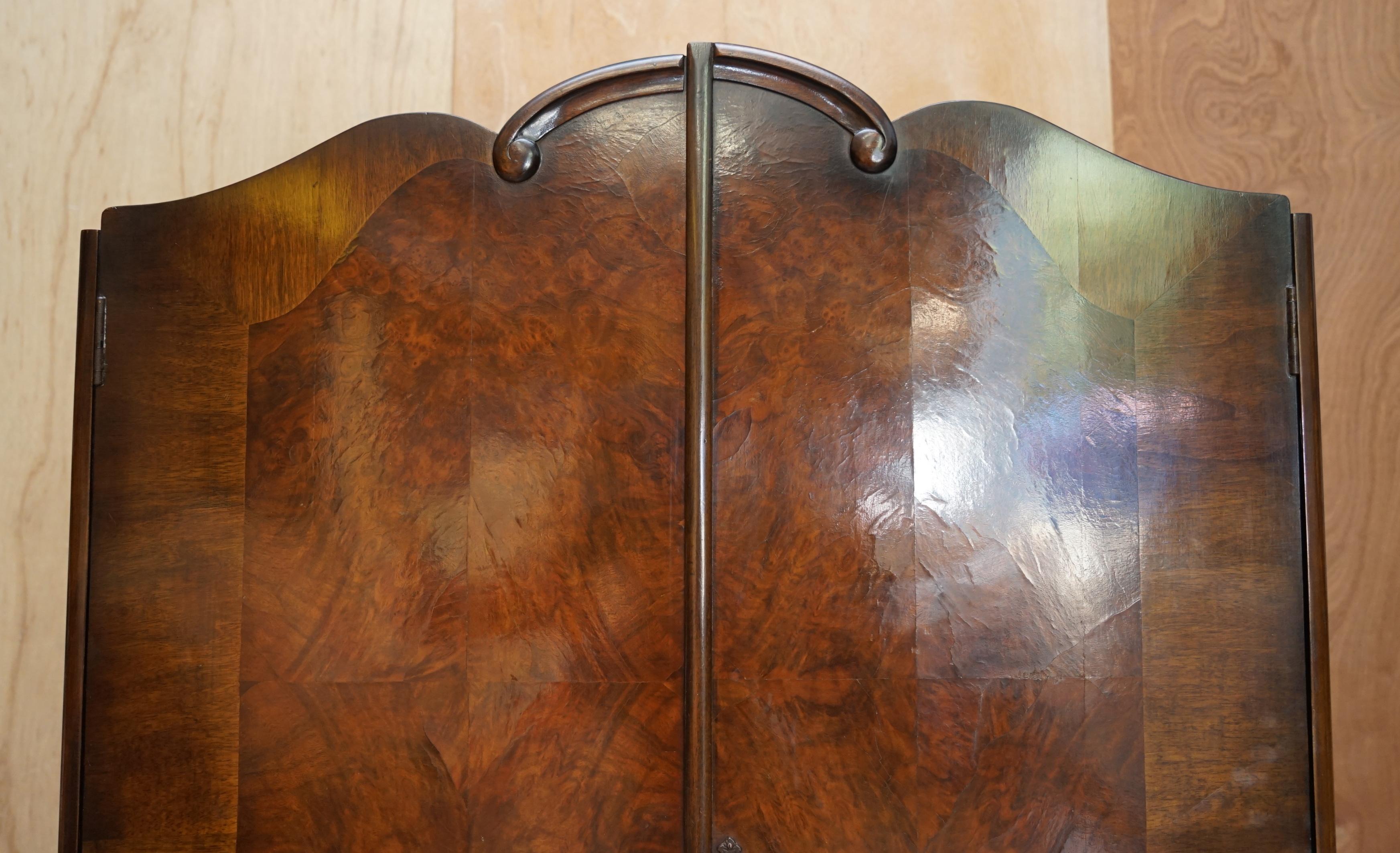 Art Deco Very Large circa 1930's Maple & Co Burr Walnut Double Wardrobe Part of a Suite