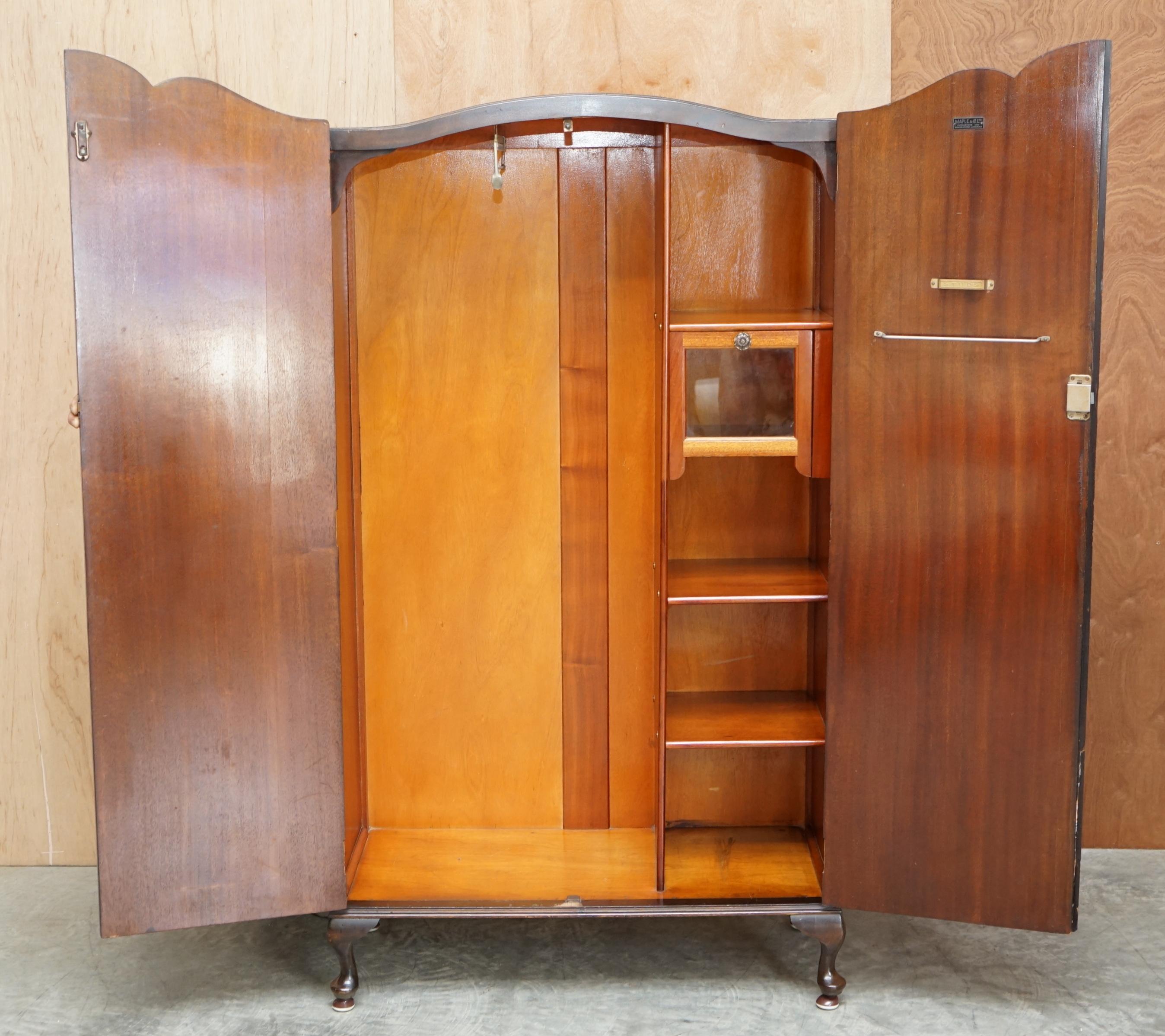 Very Large circa 1930's Maple & Co Burr Walnut Double Wardrobe Part of a Suite In Good Condition In West Sussex, Pulborough