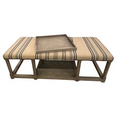 Panchina classica molto grande in Wood Wood e a strisce con vassoio abbinato