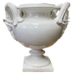 Very Large Classical White Glazed Ceramic Urn