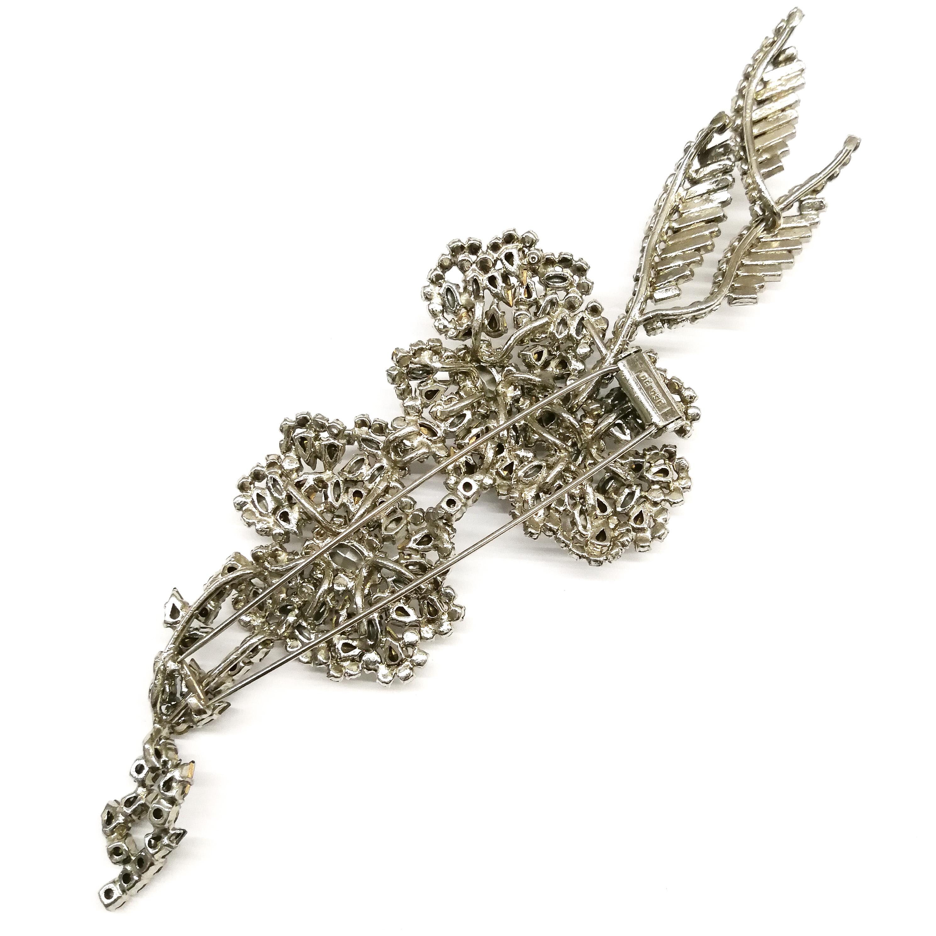 Women's or Men's Very large clear and grey paste 'spray' brooch, Roger Jean-Pierre, France, 1960s